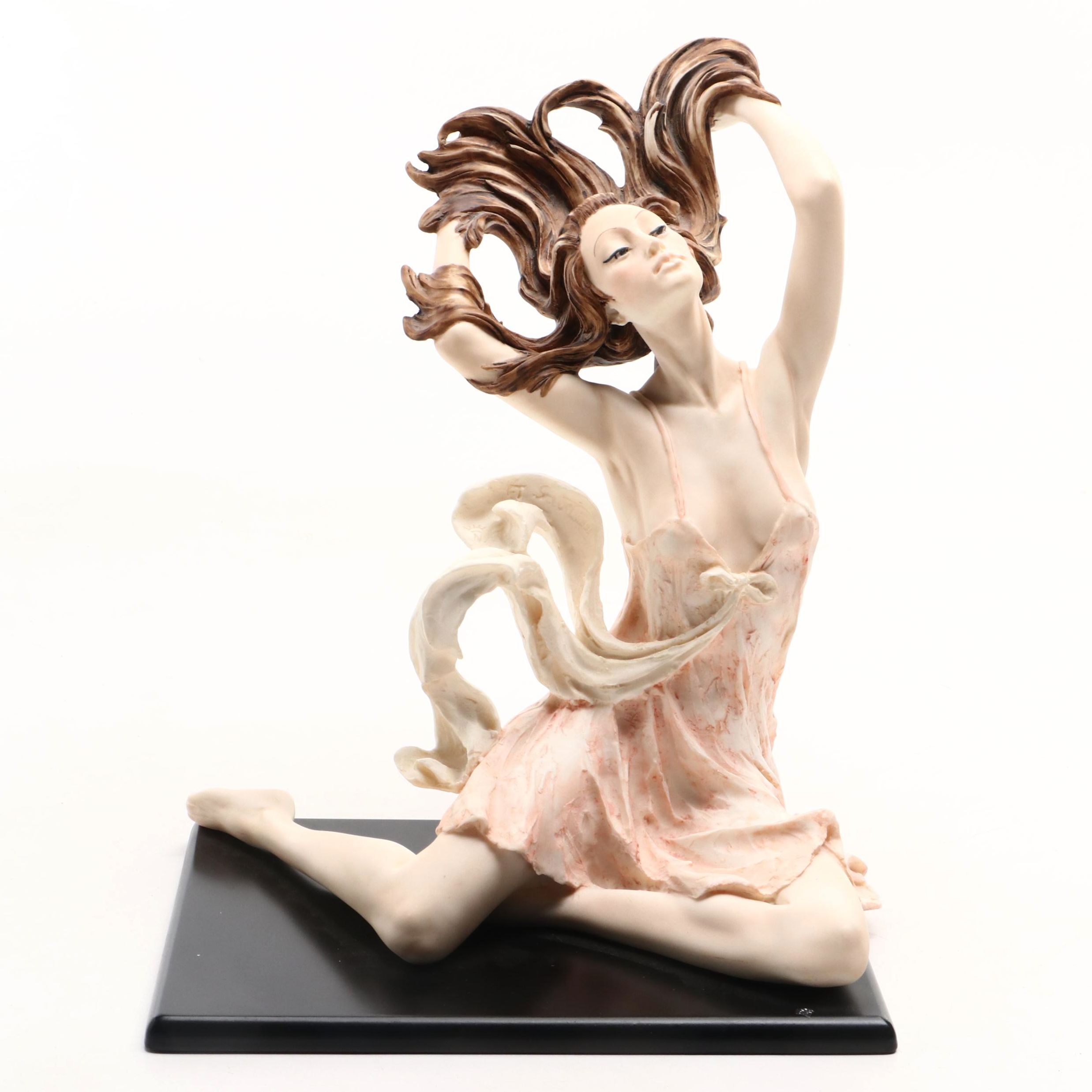 A. Santini Cast Resin Figurine of Seated Woman