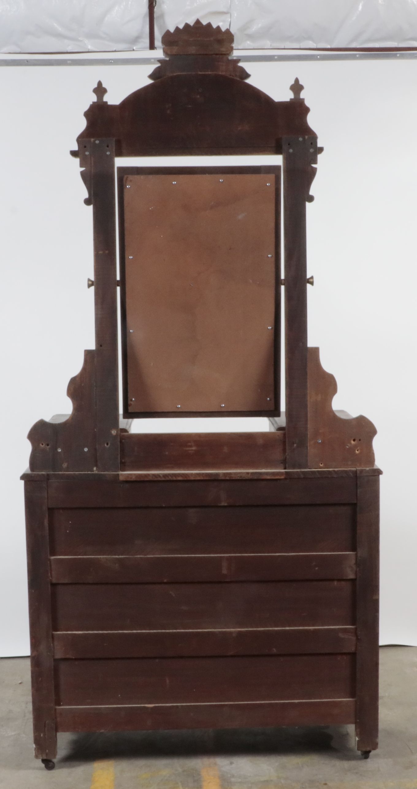 Eastlake Style Marble Top Walnut Chest with Tilting Vanity Mirror