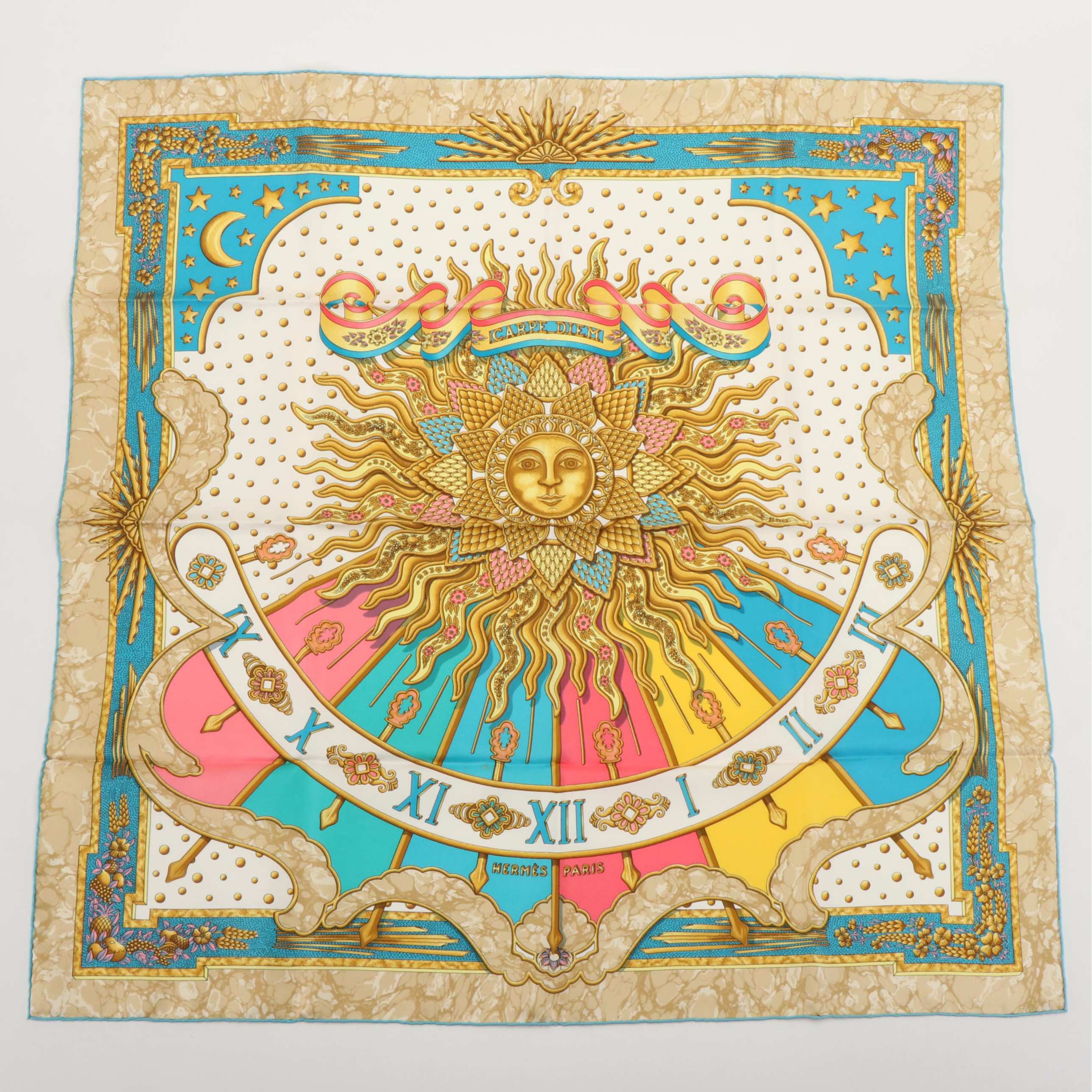 Hermès "Carpe Diem" Silk Twill Scarf