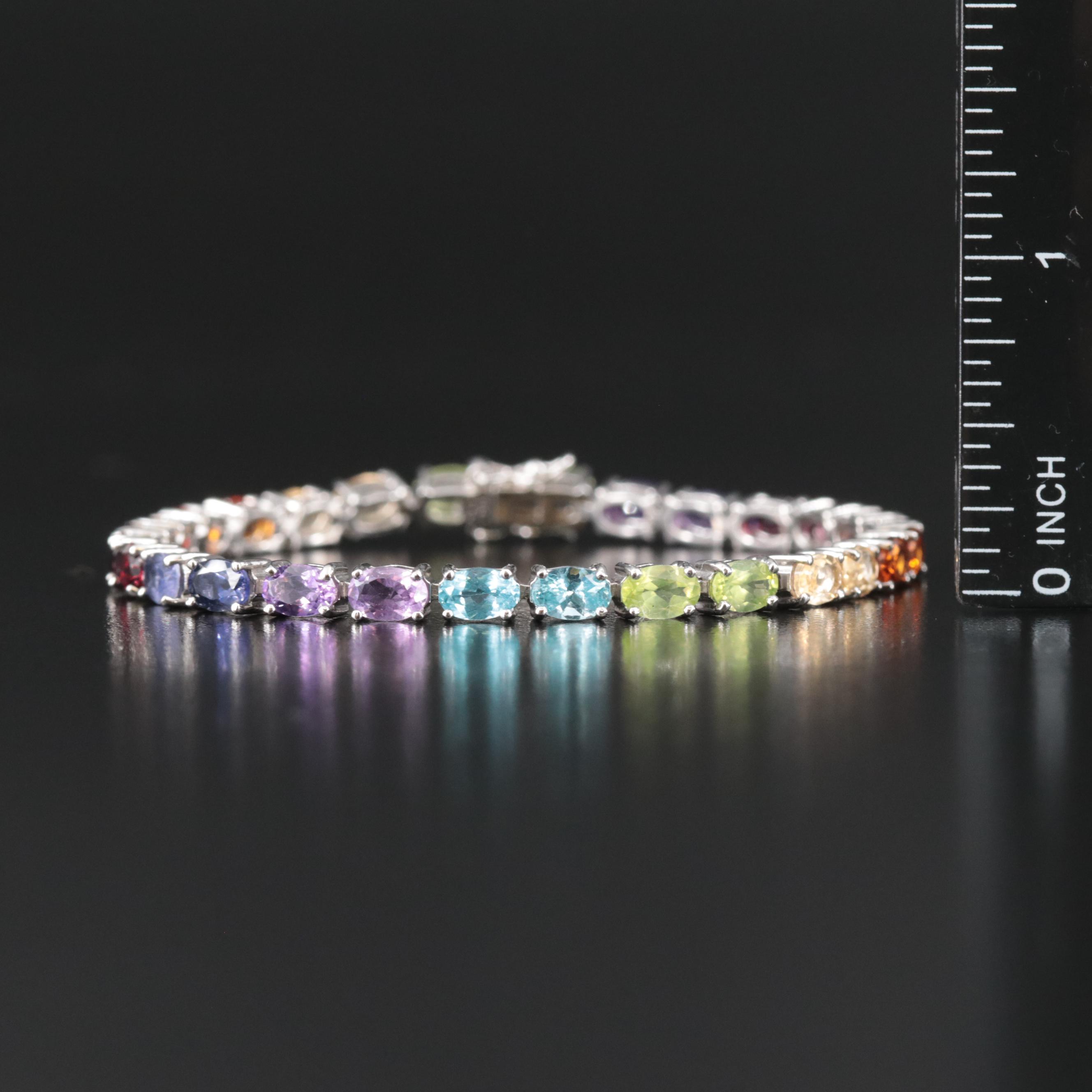 Sterling Amethyst, Garnet and Citrine Bracelet