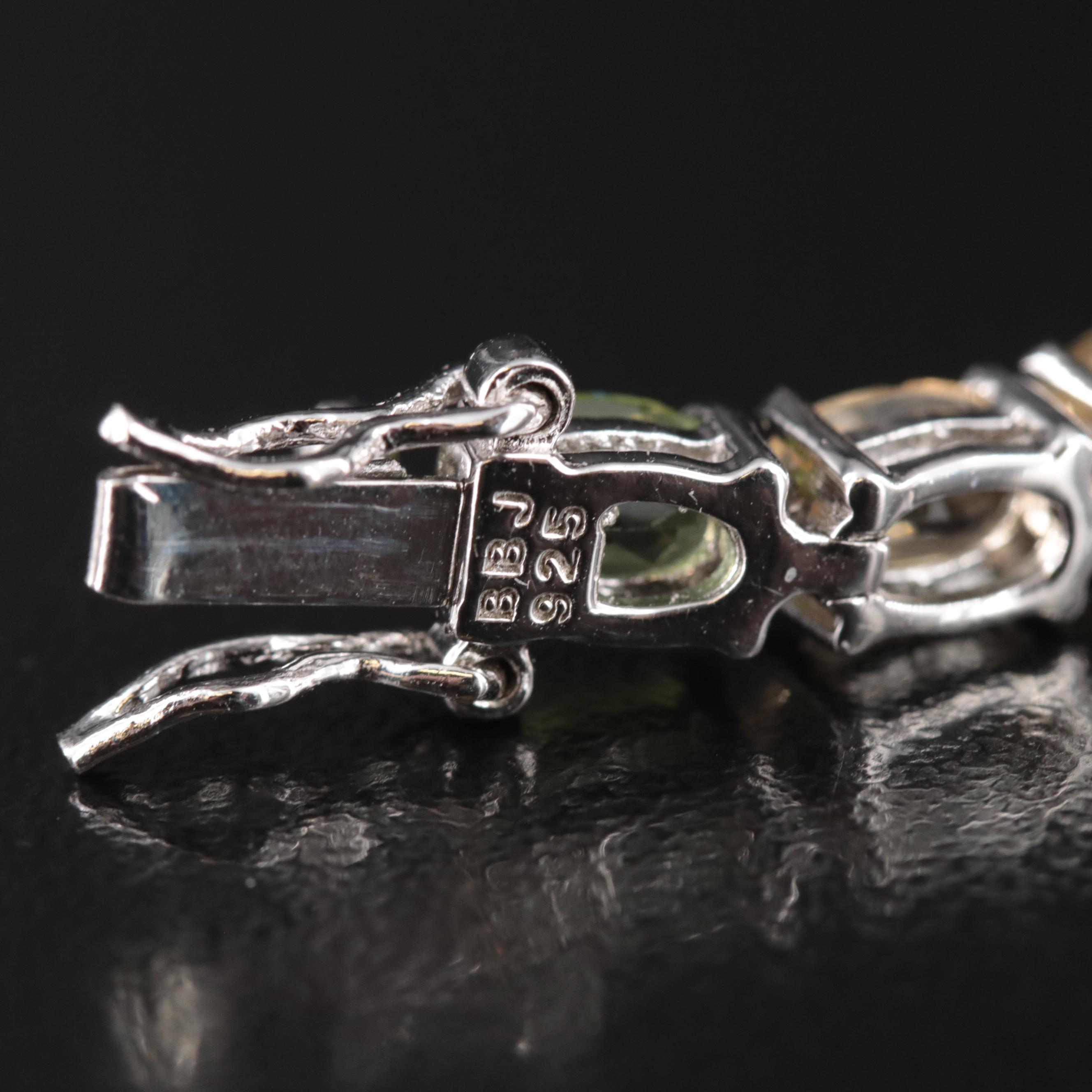 Sterling Amethyst, Garnet and Citrine Bracelet