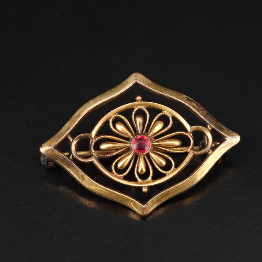 Victorian Style Glass Brooch