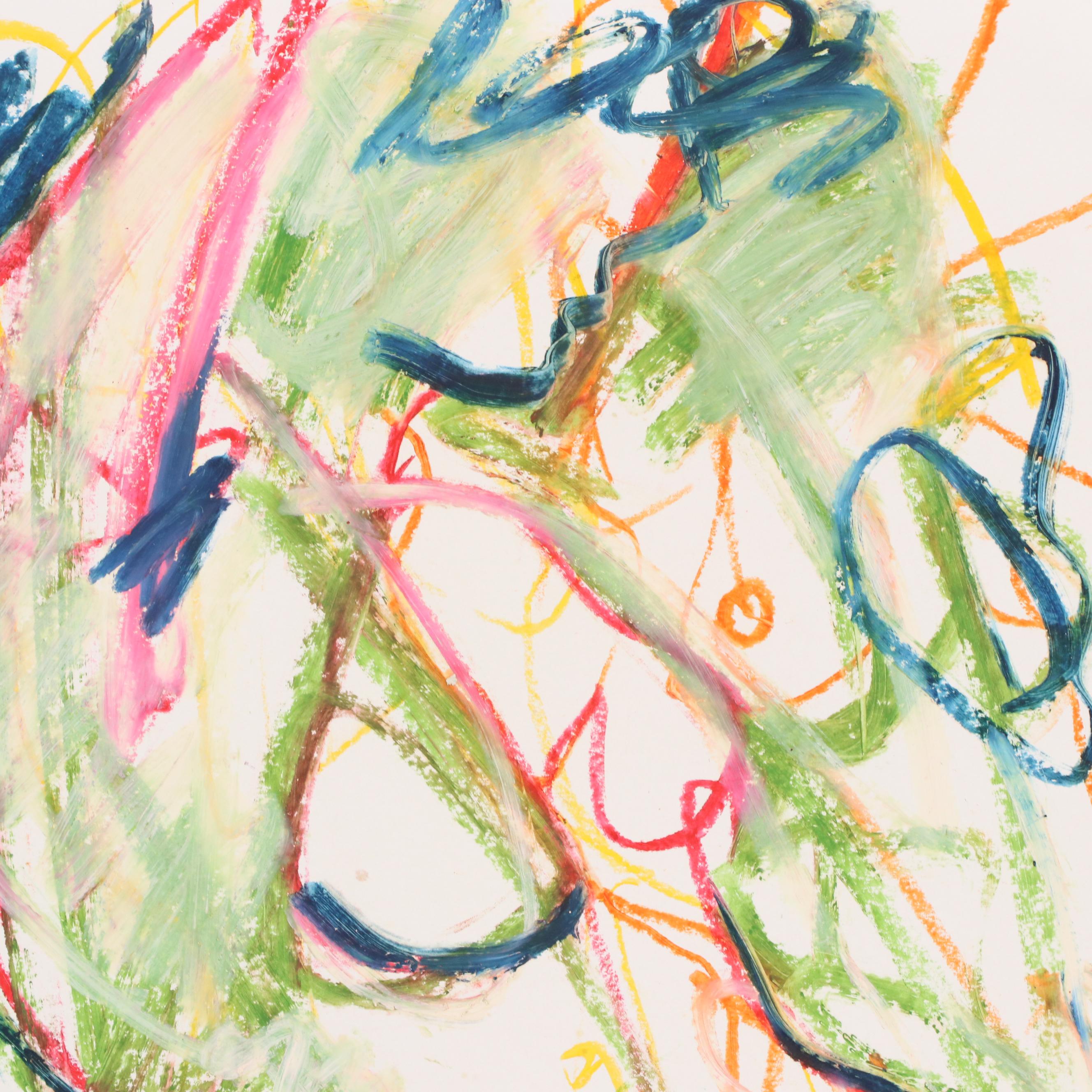 Jack Meanwell Modern Figural Oil Pastel Drawing, 1980