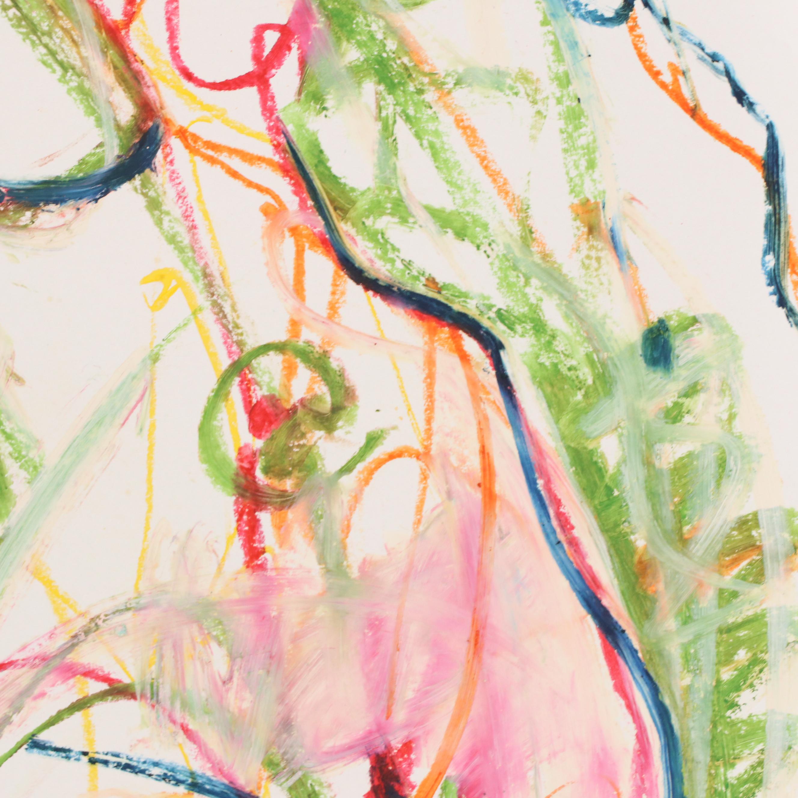 Jack Meanwell Modern Figural Oil Pastel Drawing, 1980