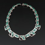 Mexican Sterling Chip Stone Inlay Necklace