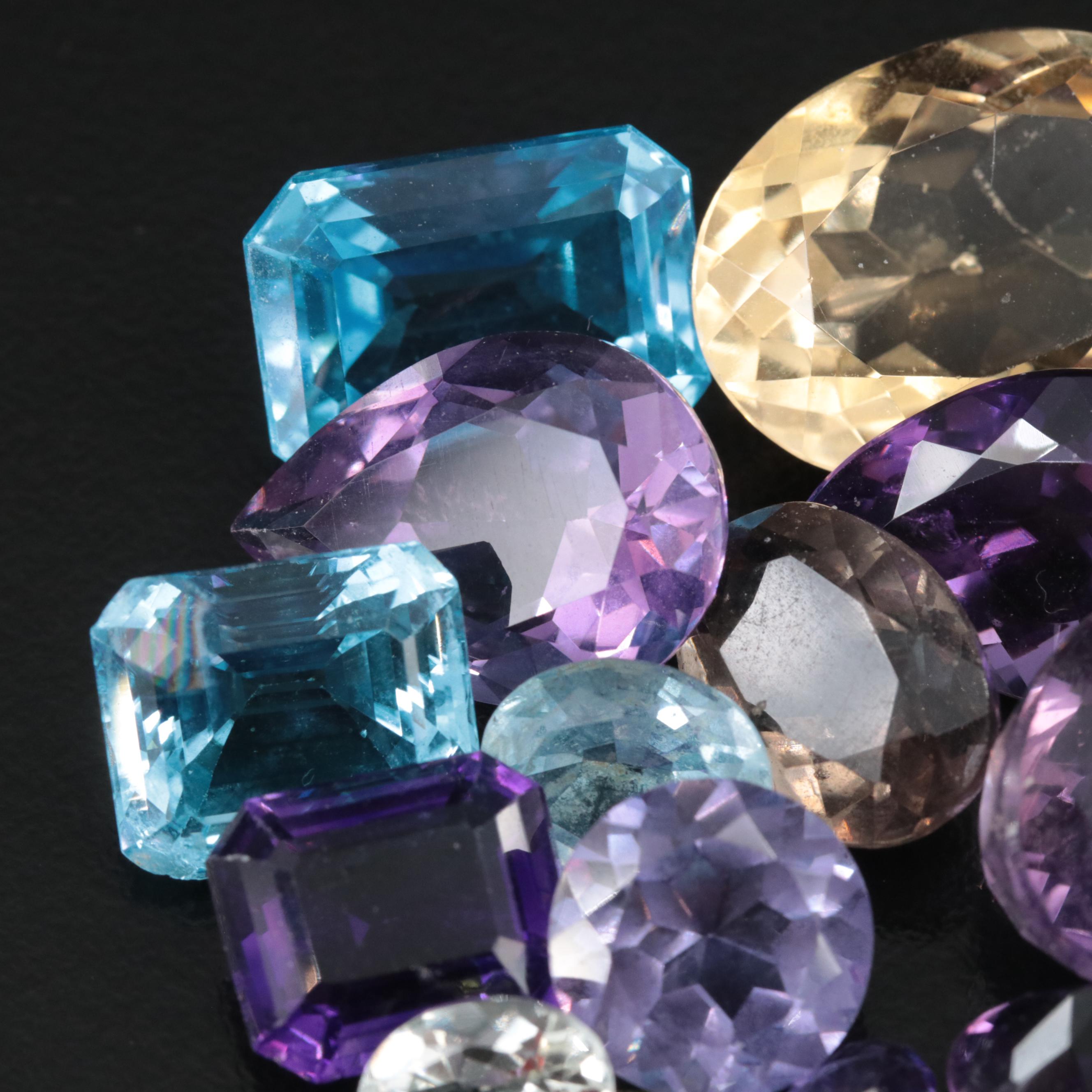 Loose 98.81 CTW Mixed Gemstones Including Amethyst and Topaz