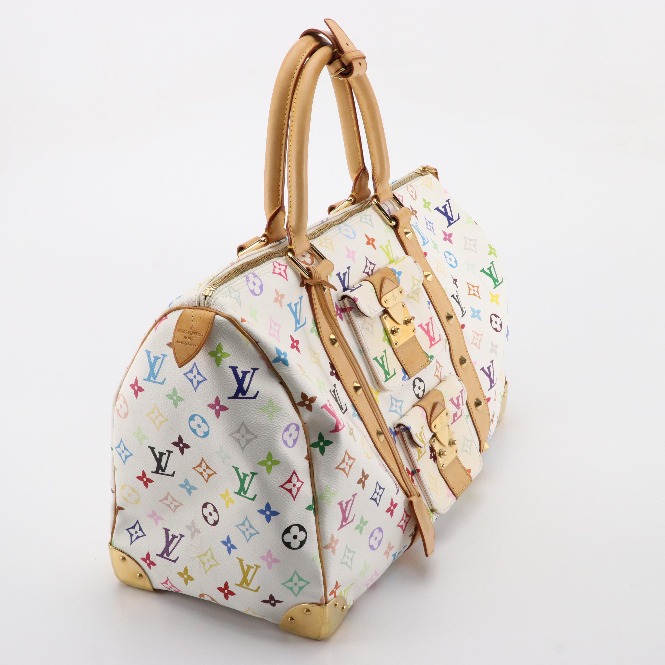 Louis Vuitton x Takashi Murakami Monogram Multicolor Keepall 45 Boston Bag