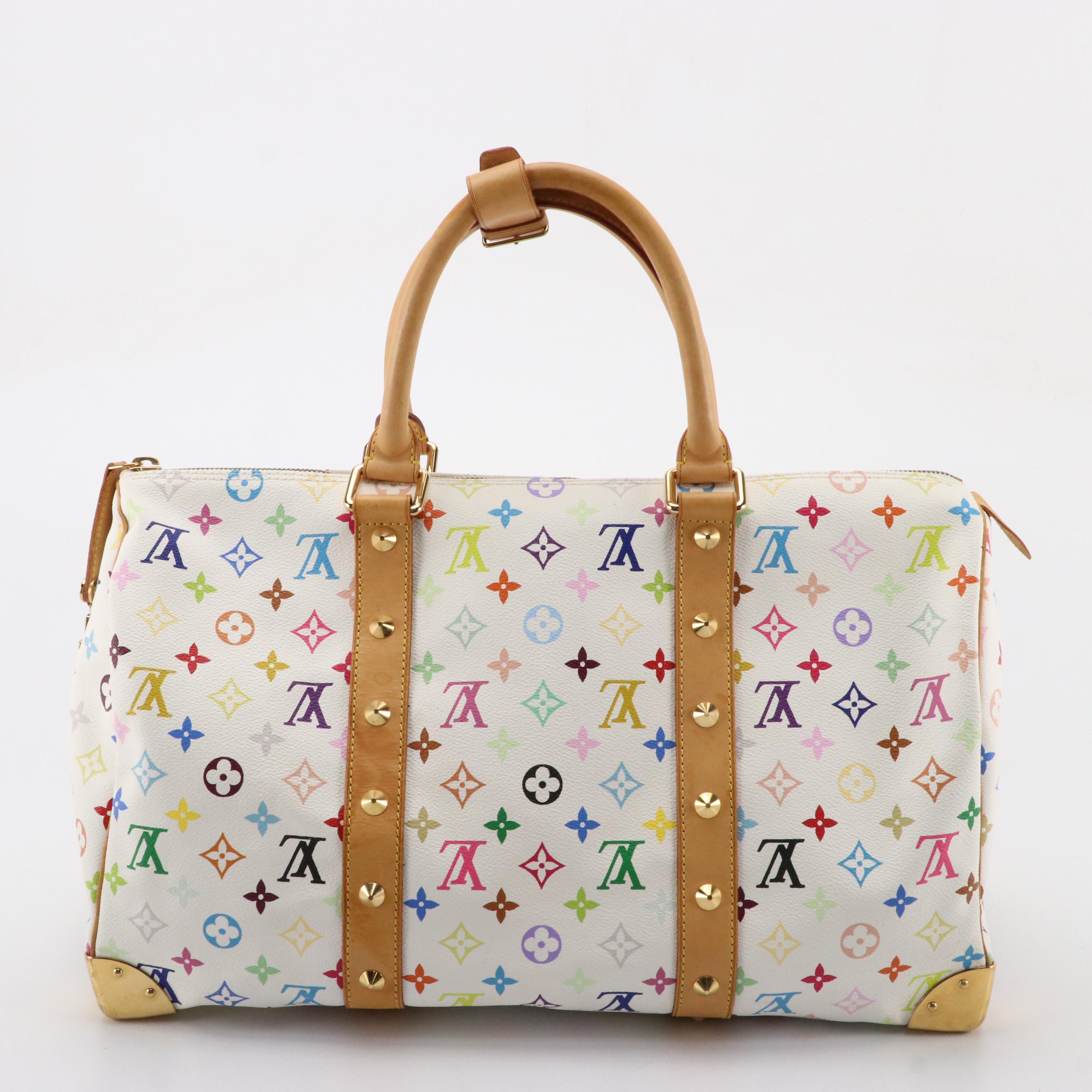 Louis Vuitton x Takashi Murakami Monogram Multicolor Keepall 45 Boston Bag