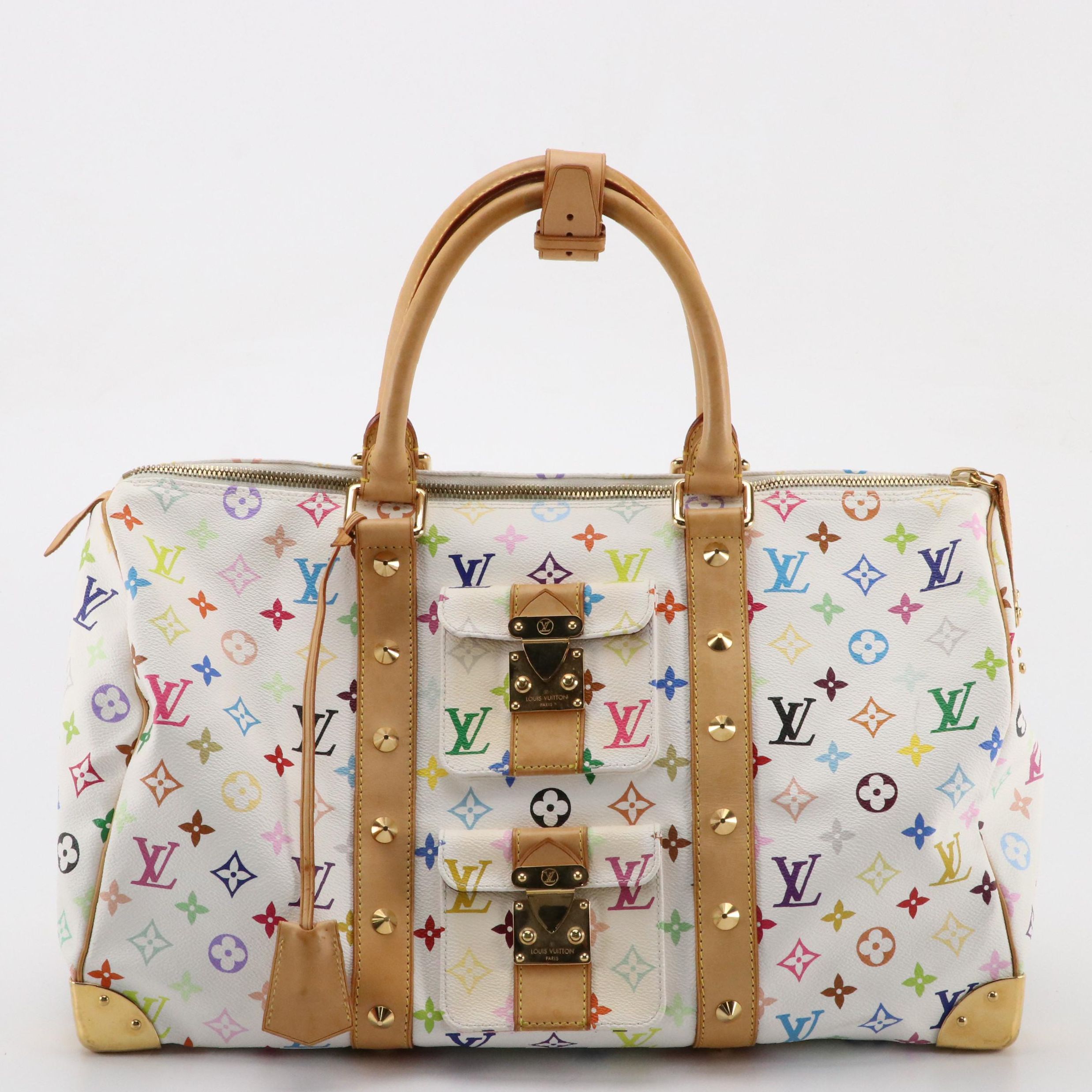 Louis Vuitton x Takashi Murakami Monogram Multicolor Keepall 45 Boston Bag