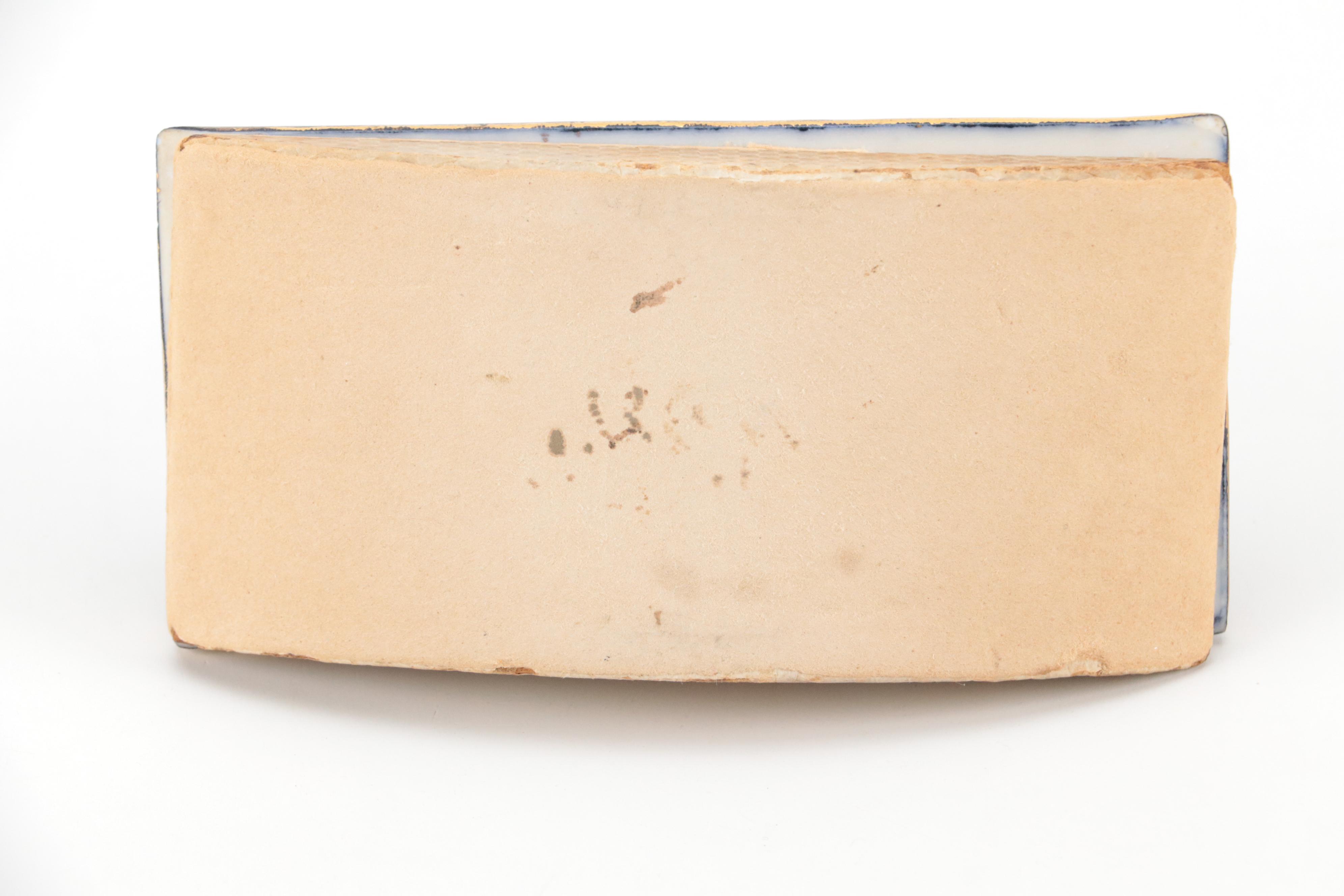 Hand-Painted Floral Motif Ceramic Ink Blotter