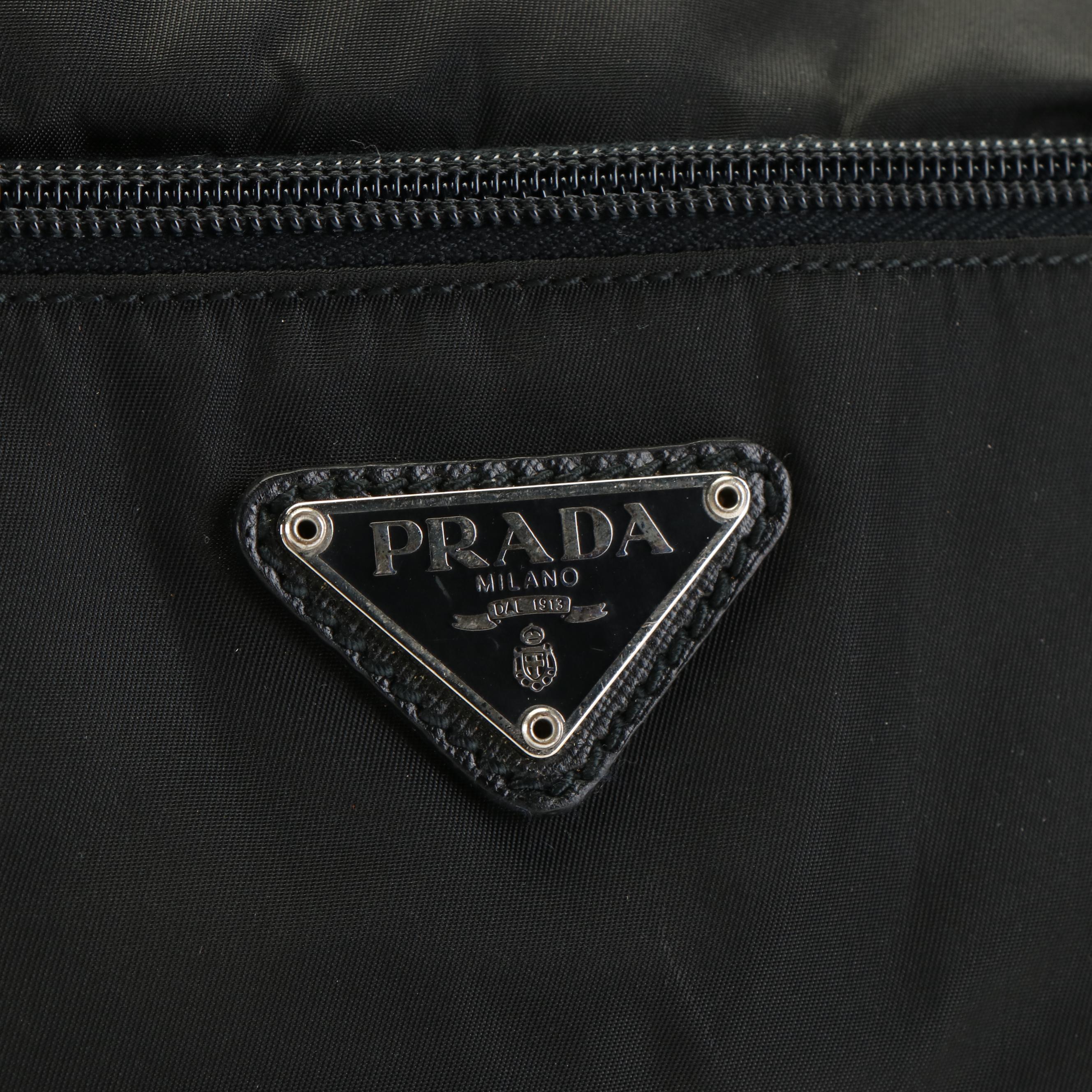 Prada Tessuto Black Nylon and Saffino Leather Business Bag