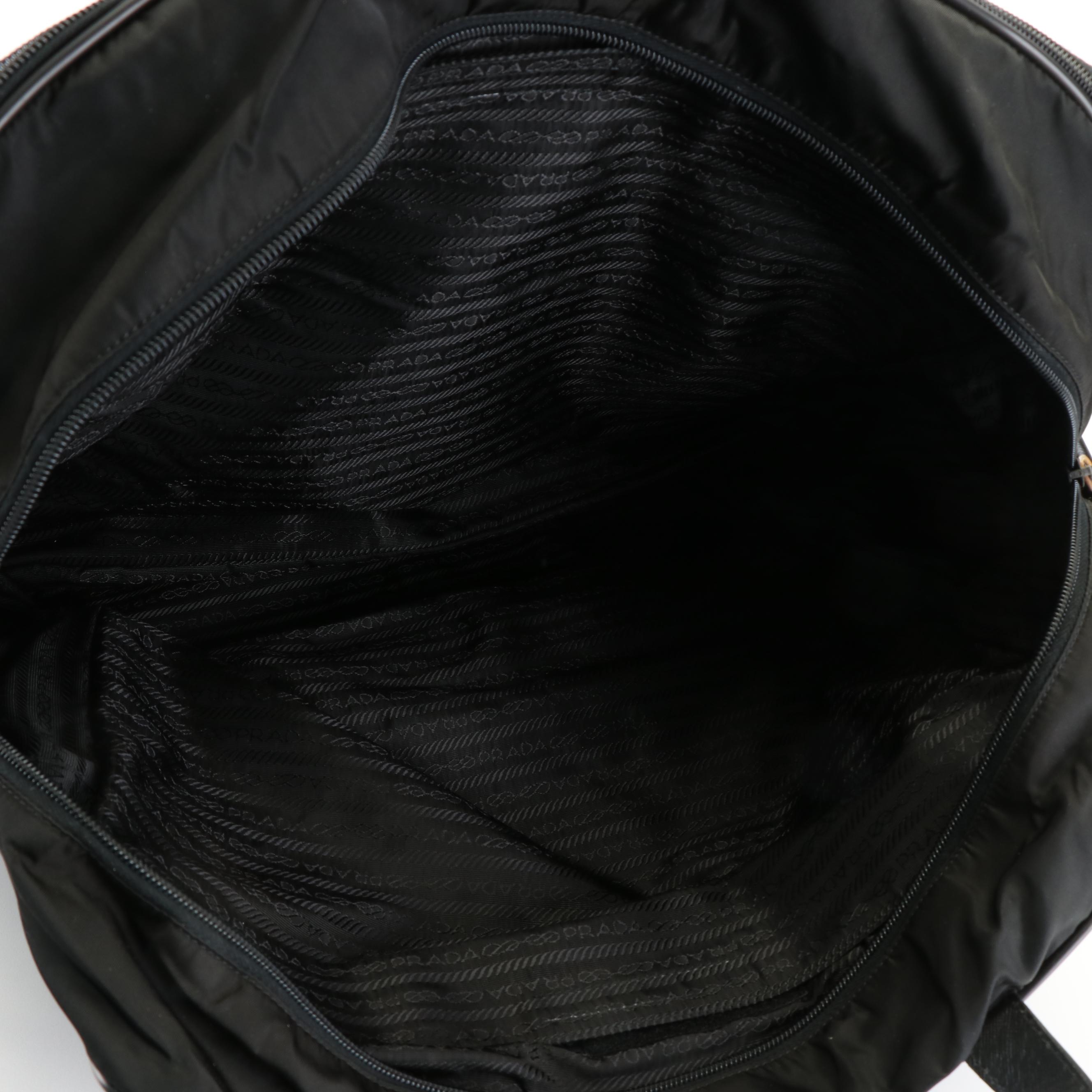 Prada Tessuto Black Nylon and Saffino Leather Business Bag