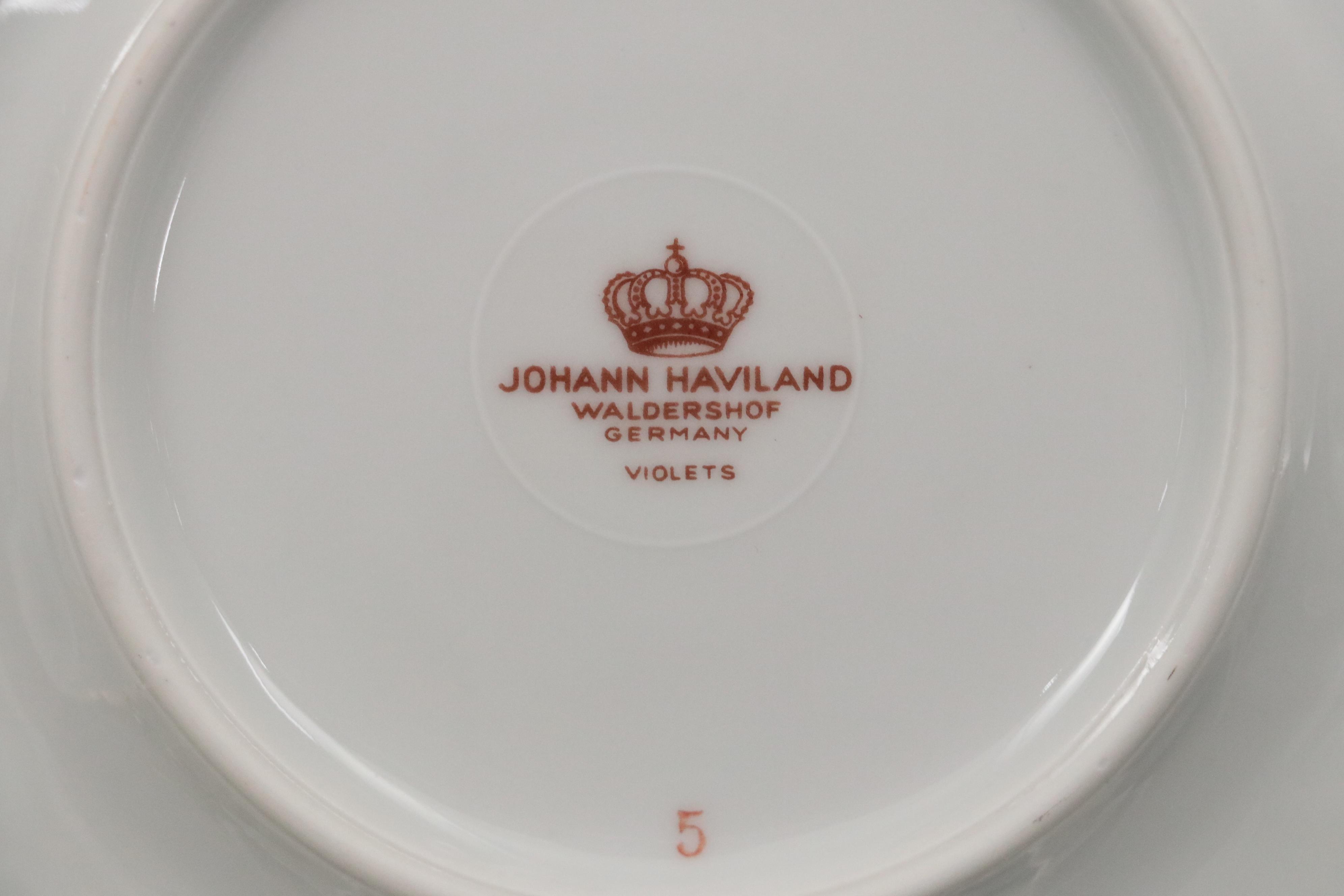 Johann Haviland "Violets" Porcelain Dinnerware, Mid to Late 20th C.