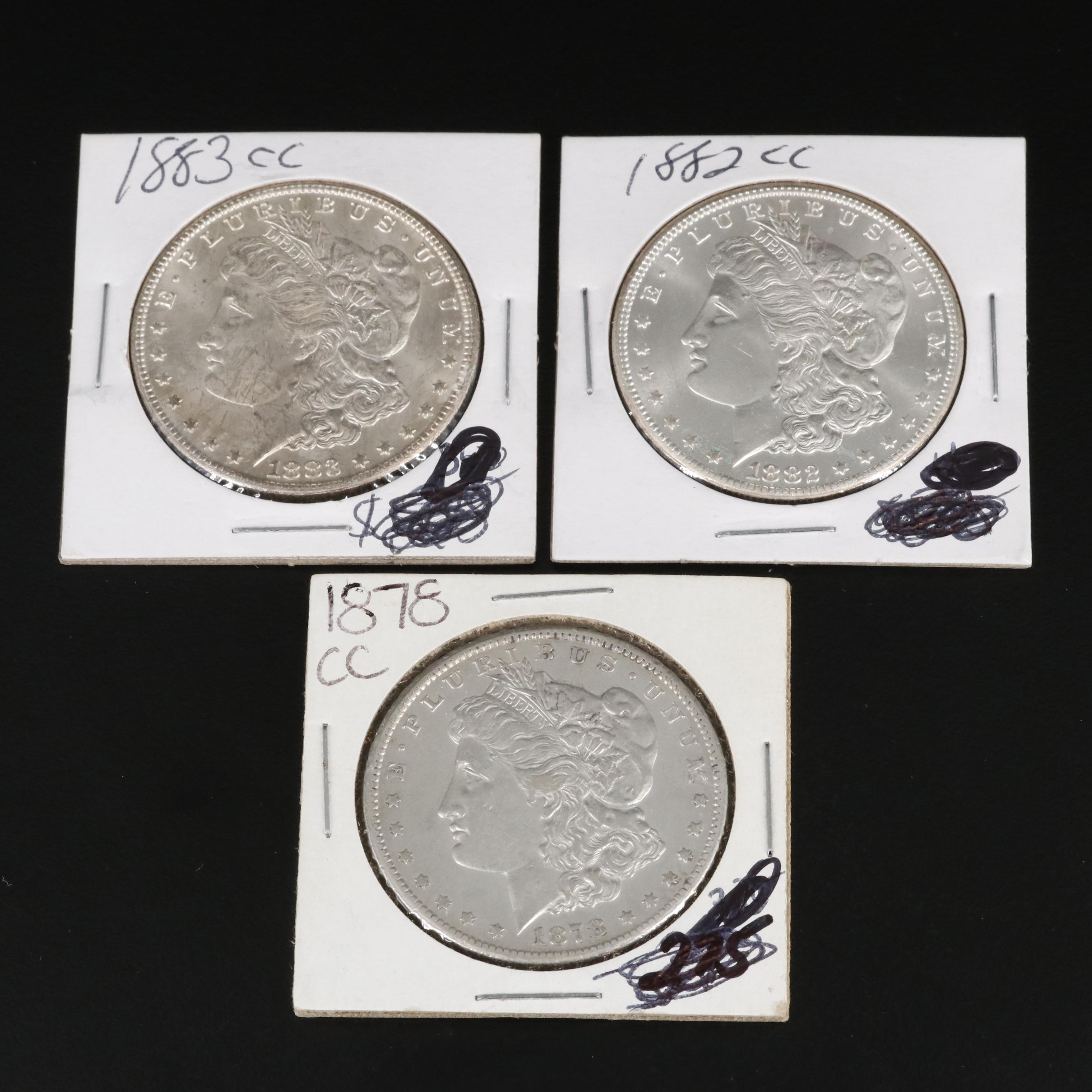 Three Carson City Morgan Silver Dollars