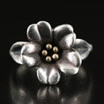 James Avery Sterling April Flower Ring with 18K Accent