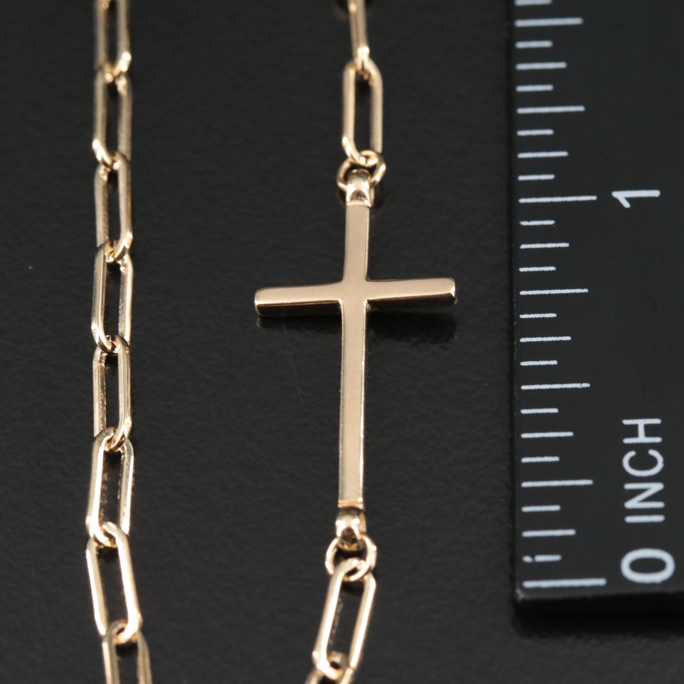 14K Cross Paper Clip Necklace