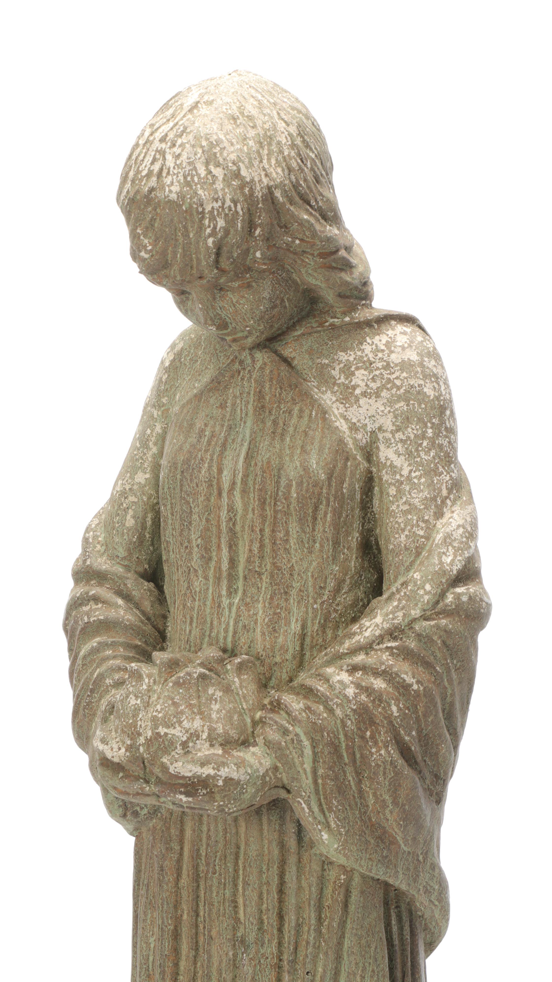 Cast Stone Wood Nymph, Rabbit, and Birds Garden Statues with Garden Stone