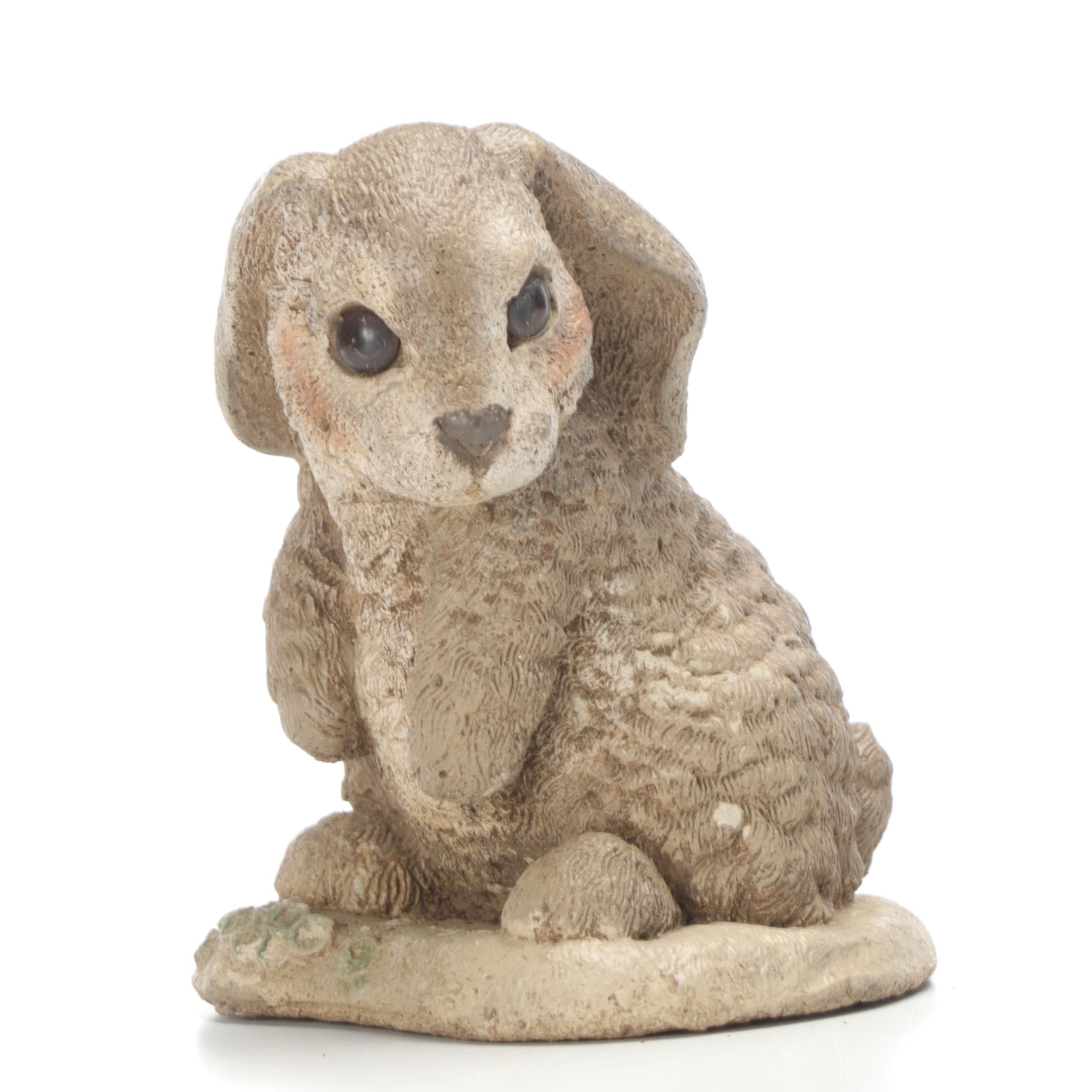 Cast Stone Wood Nymph, Rabbit, and Birds Garden Statues with Garden Stone