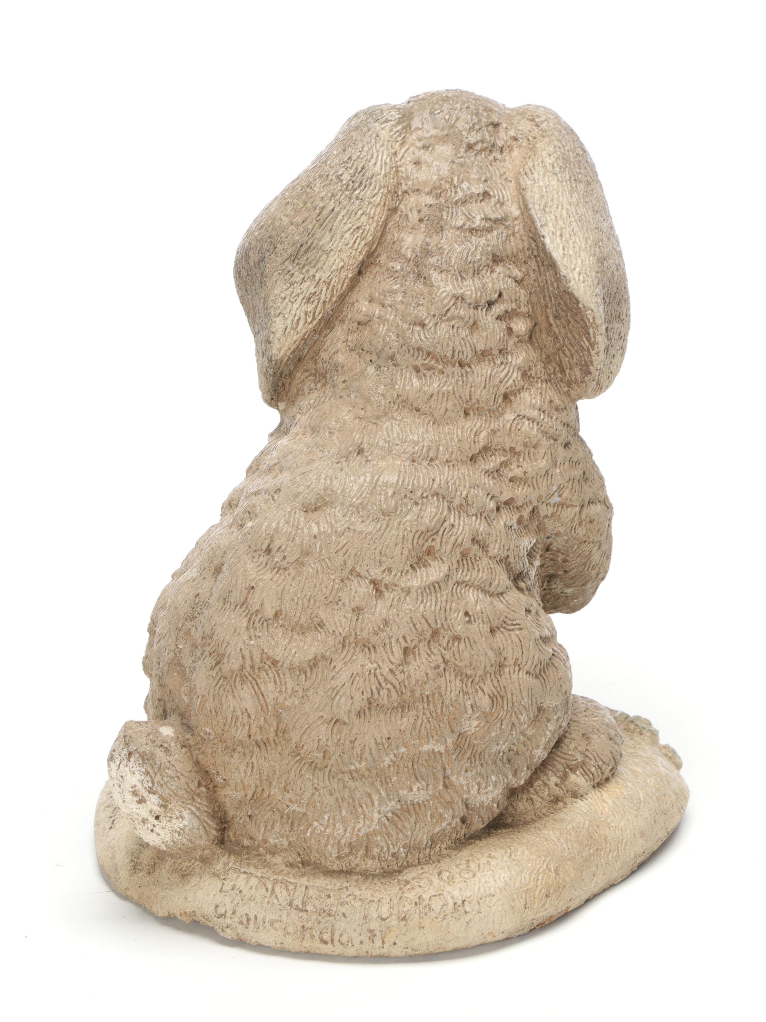 Cast Stone Wood Nymph, Rabbit, and Birds Garden Statues with Garden Stone