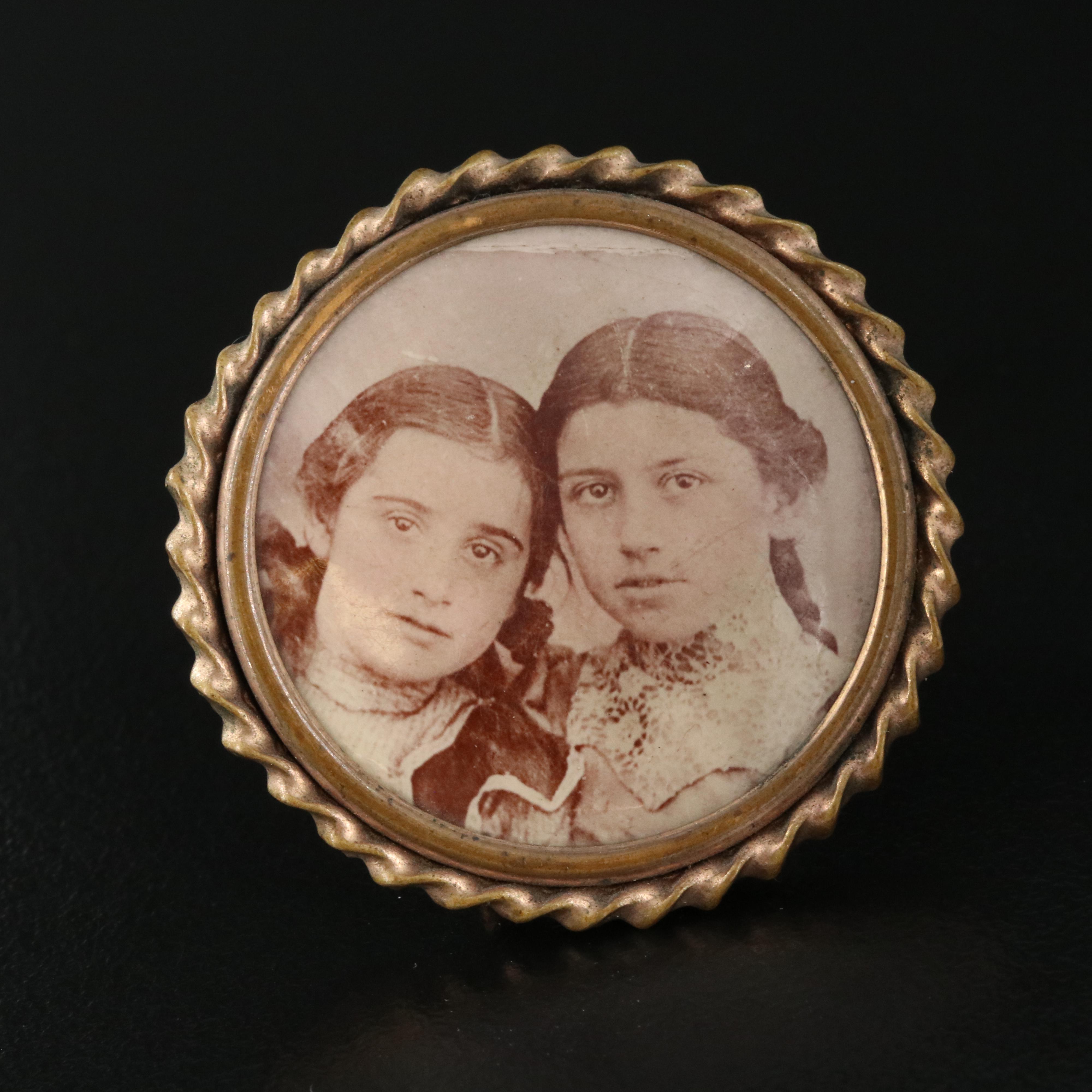 Antique Portrait Brooch with Box