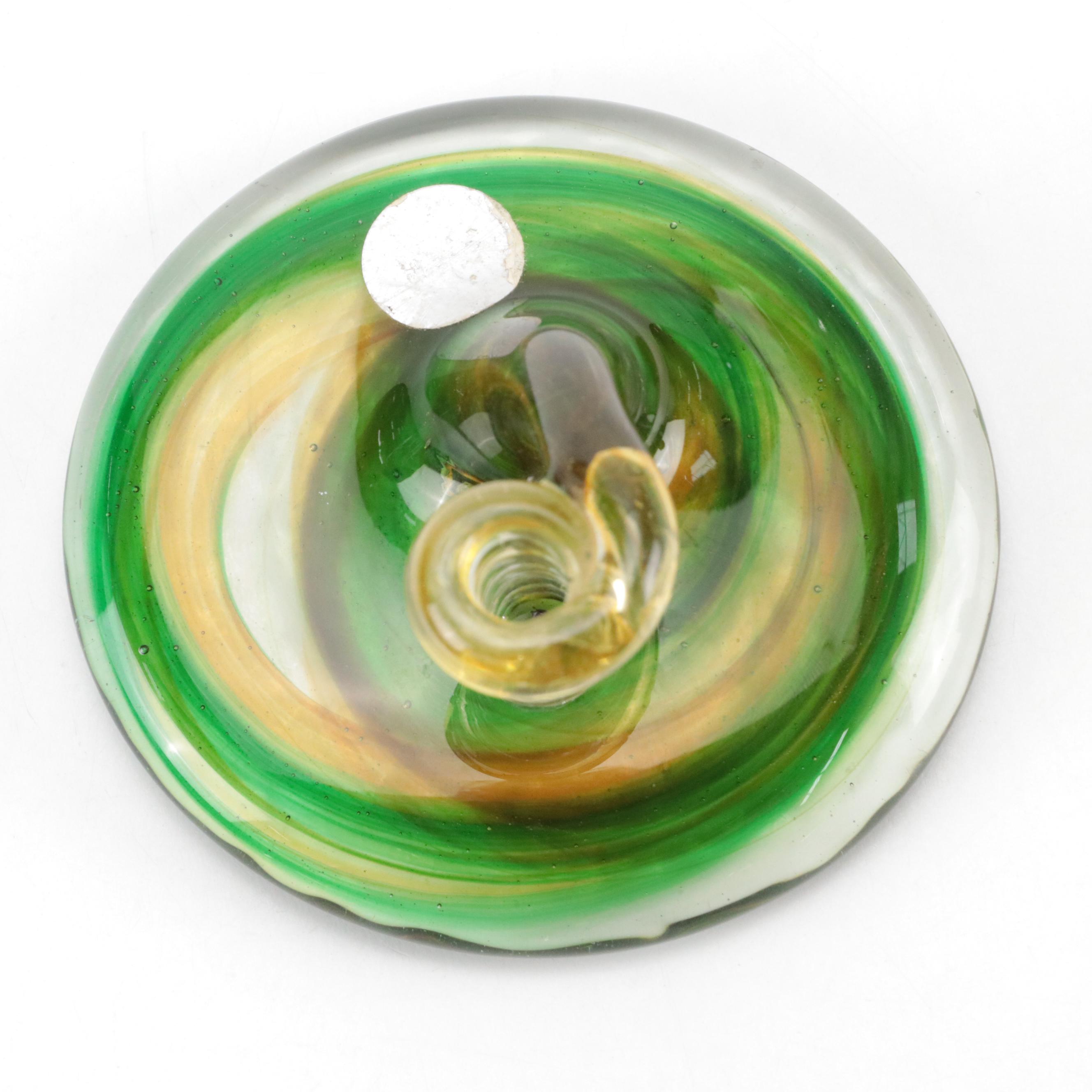 Handblown Heart Shape Glass Pen Holder with Multicolored Glass Pen