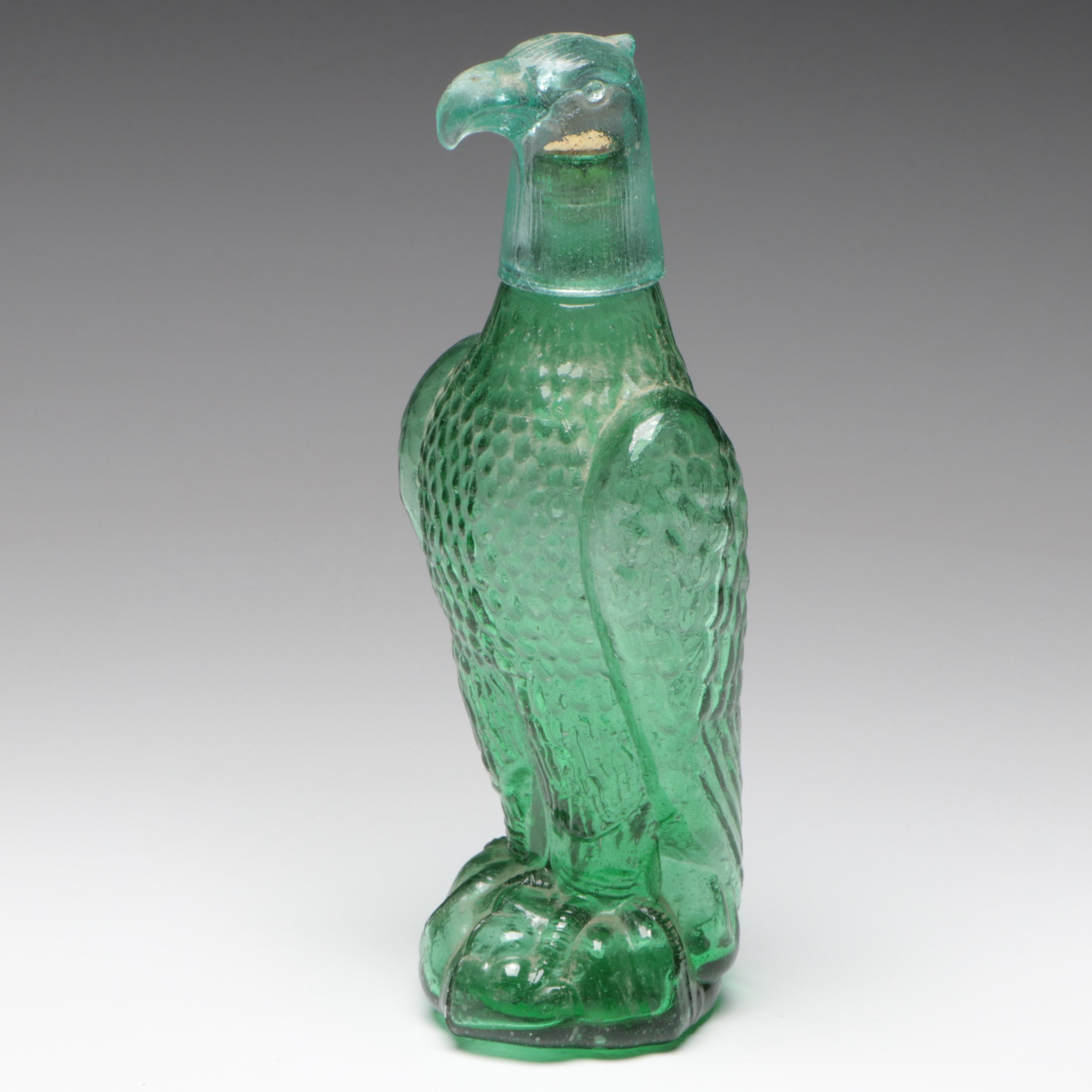 Green Glass Eagle Shaped Decanter