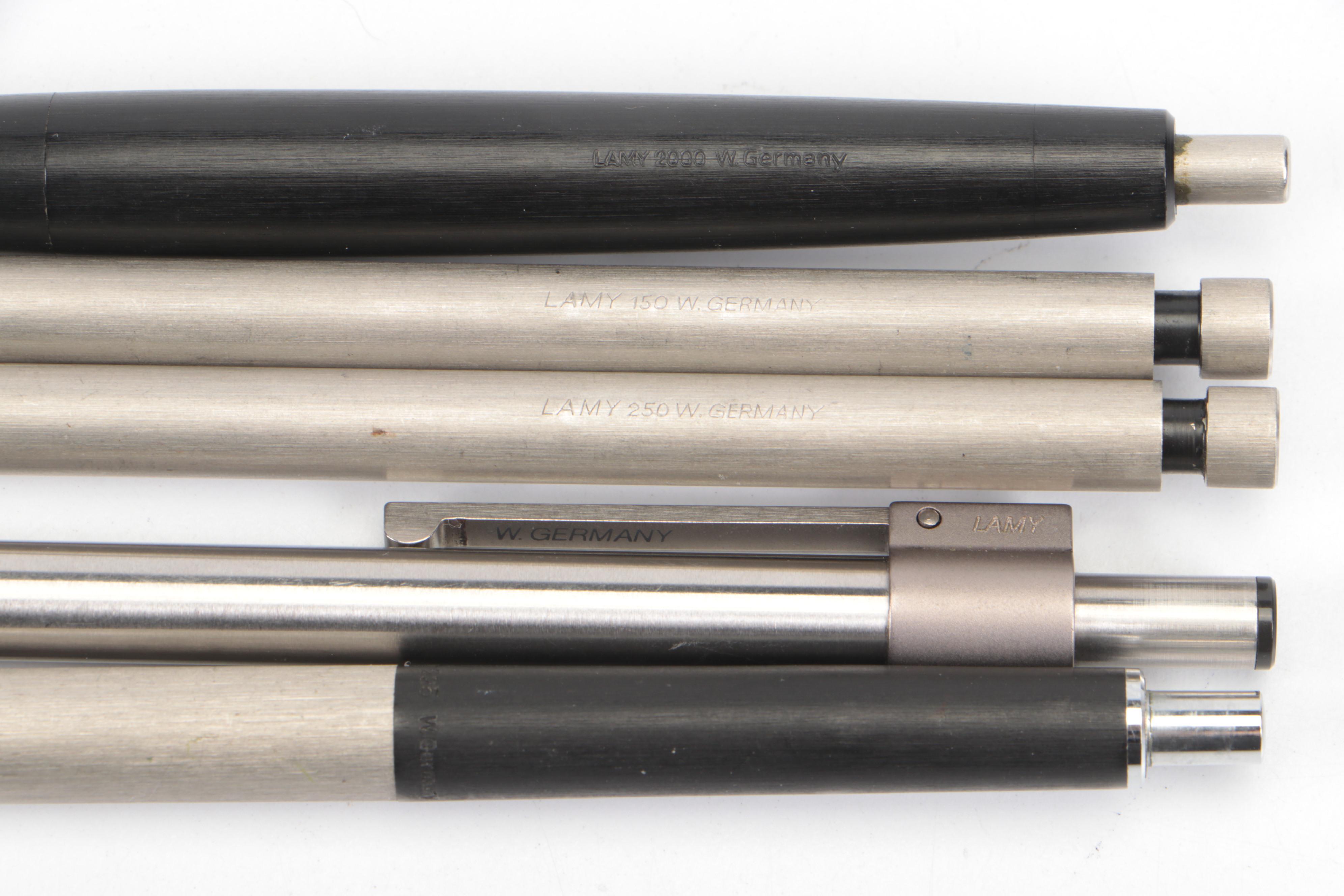 Lamy 250 Brushed Steel Ballpoint Pen with Other Lamy Pens