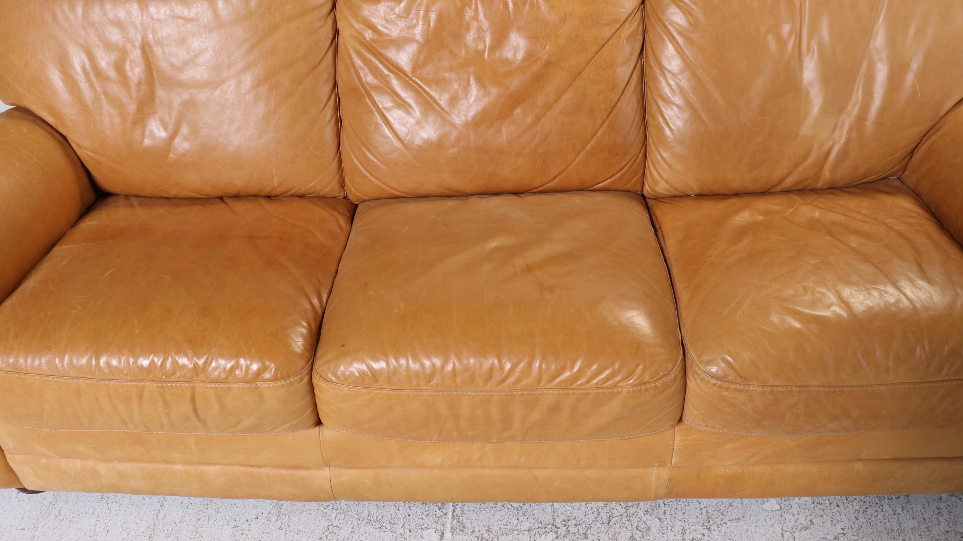 Italian Leather Roll-Arm Sofa
