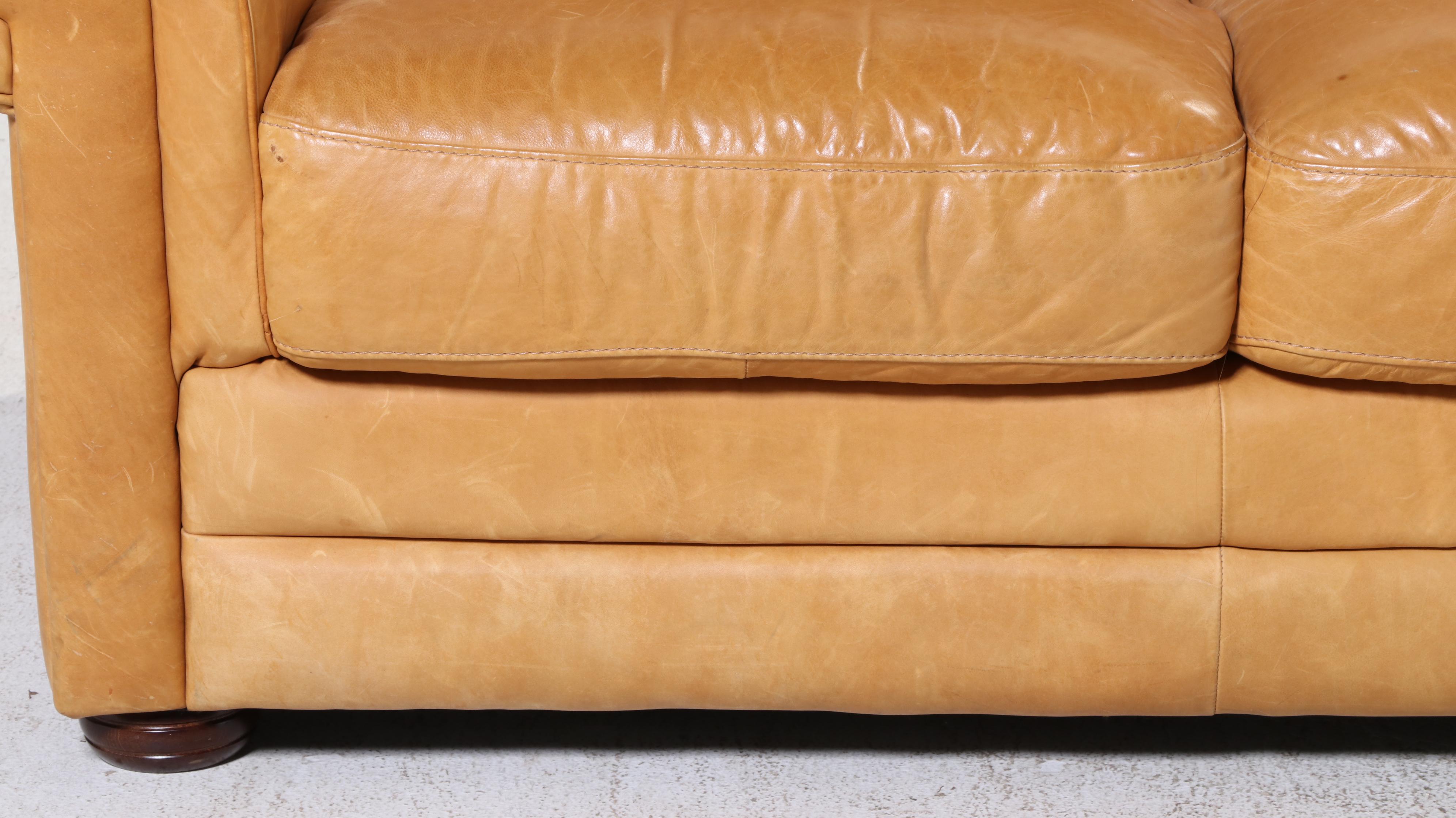 Italian Leather Roll-Arm Sofa