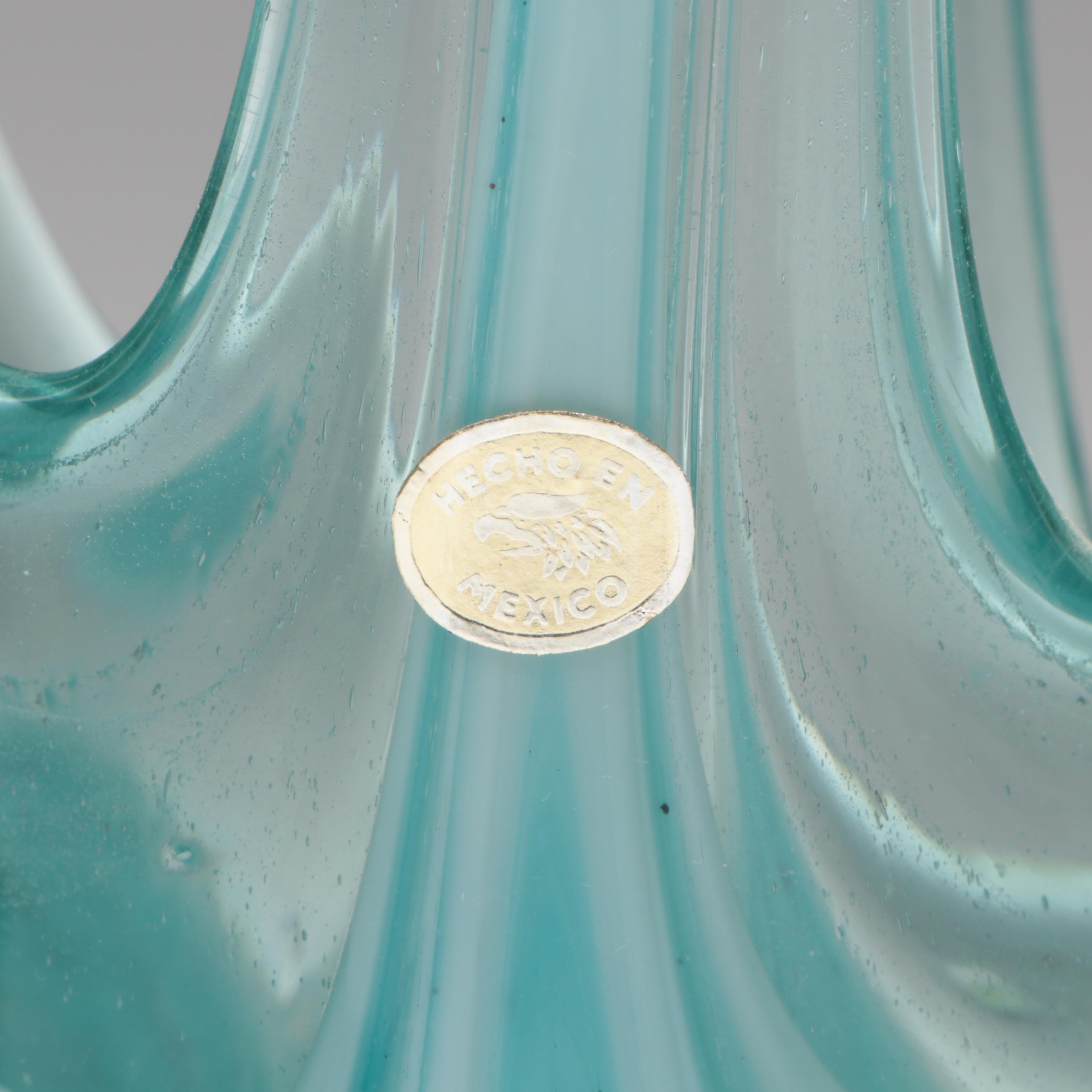 Art Glass Swirl Pattern Sculptural Forms, Natural Form Bowl, and Bird Figurine