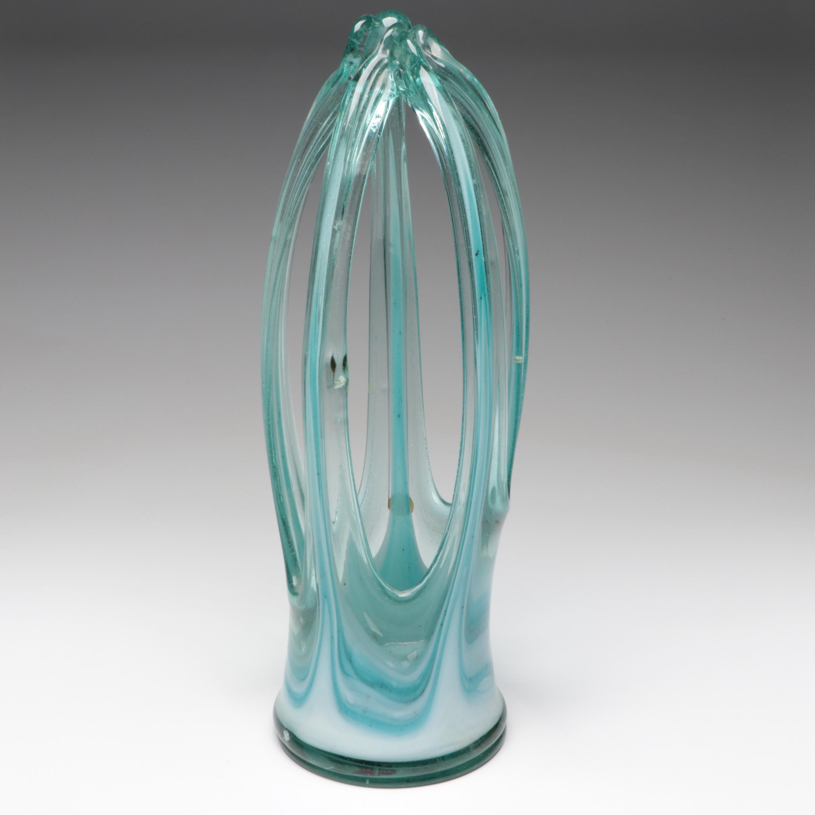 Art Glass Swirl Pattern Sculptural Forms, Natural Form Bowl, and Bird Figurine