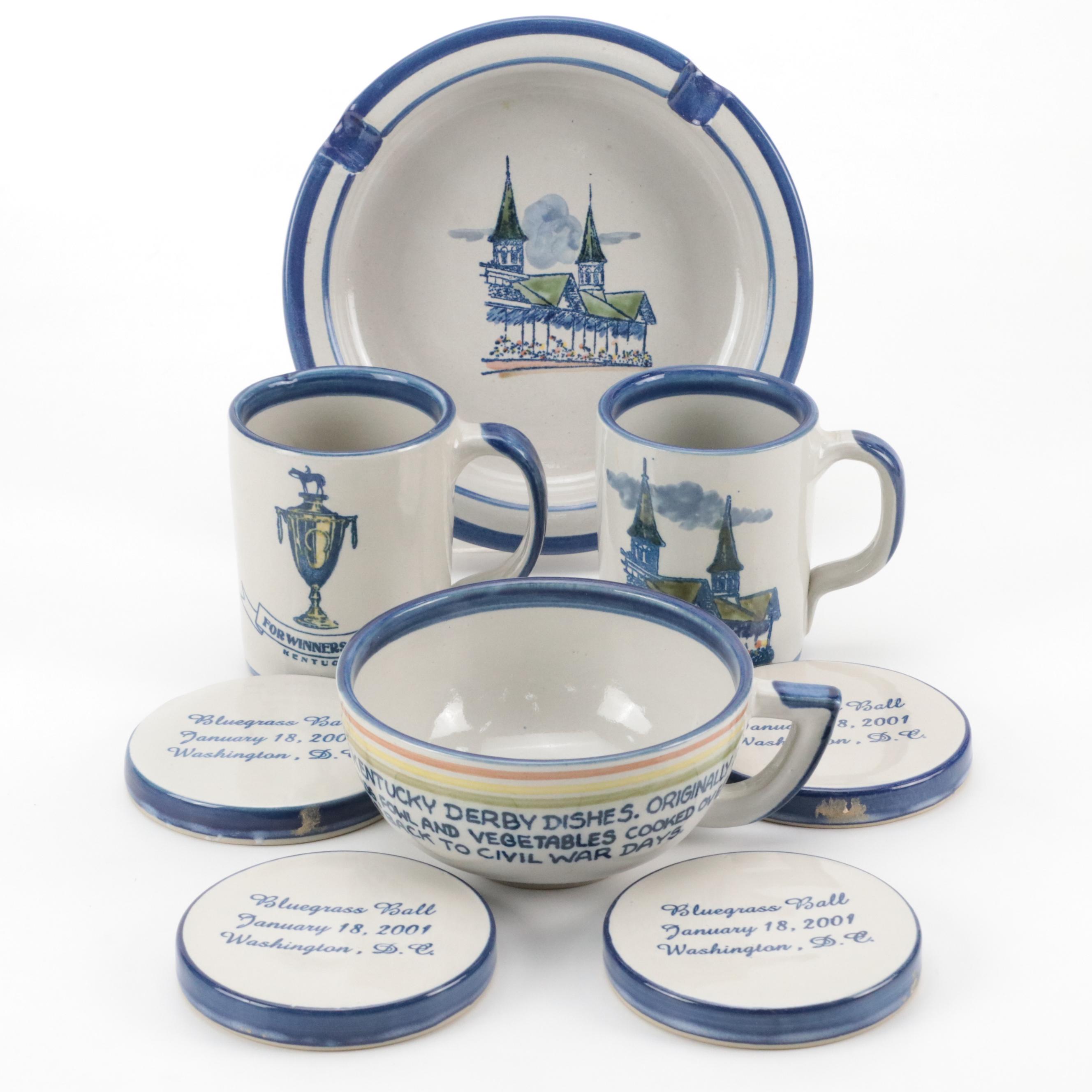 Louisville Stoneware Co. "Kentucky Derby" Ceramic Mugs and Table Accessories