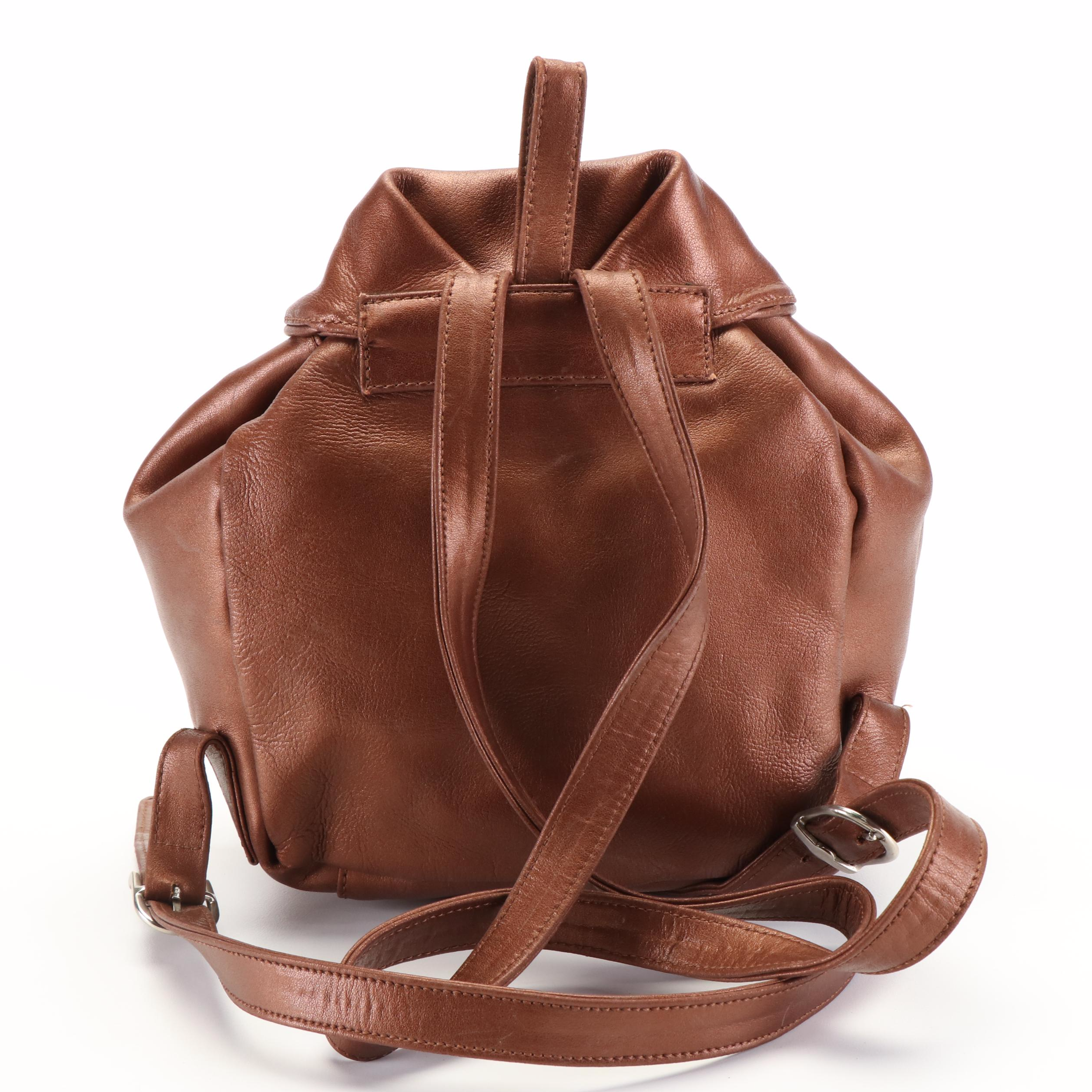 Valentino Garavani Brown Leather Drawstring Backpack