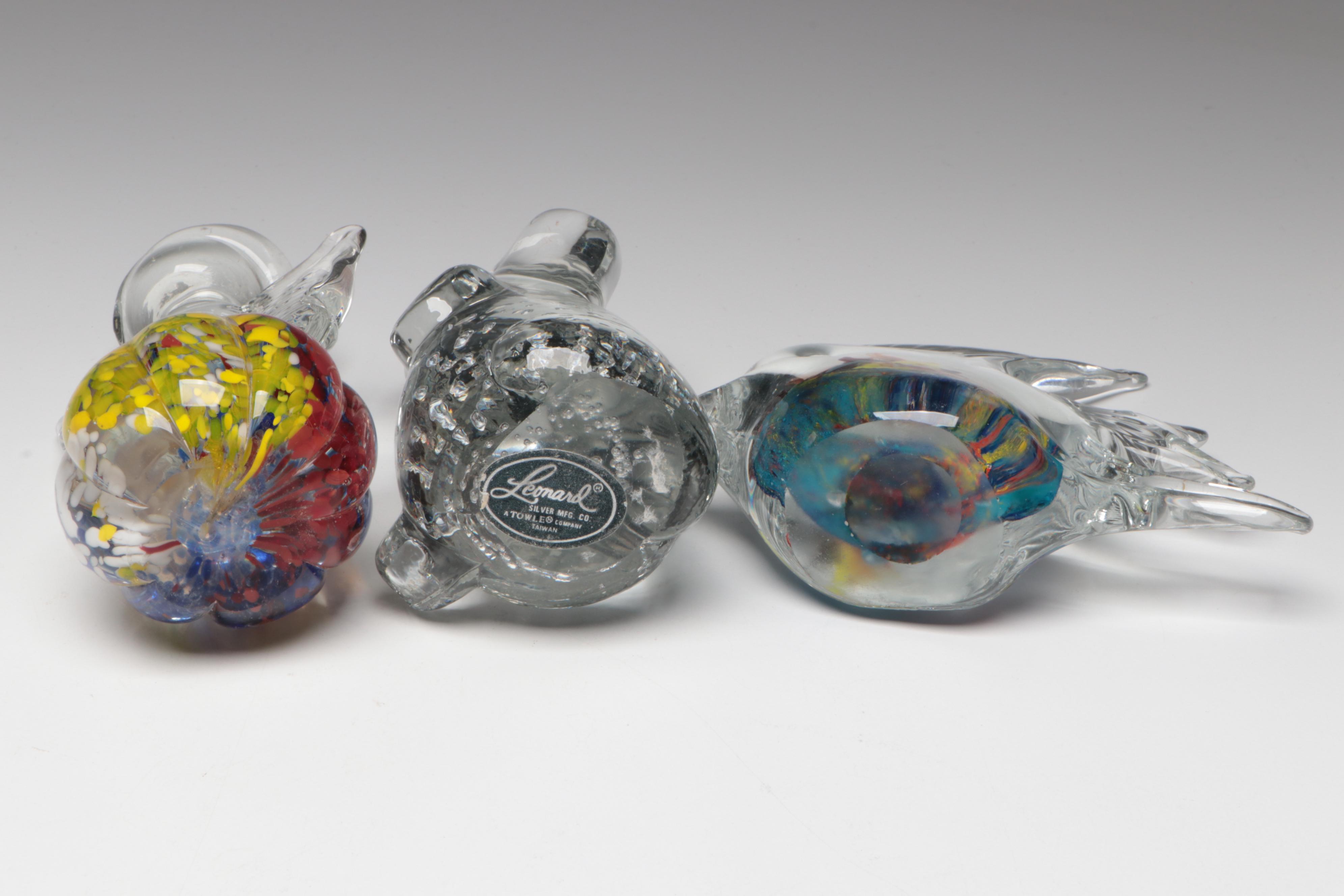 Blown Glass Angel Paperweight and More Glass Animal Paperweights