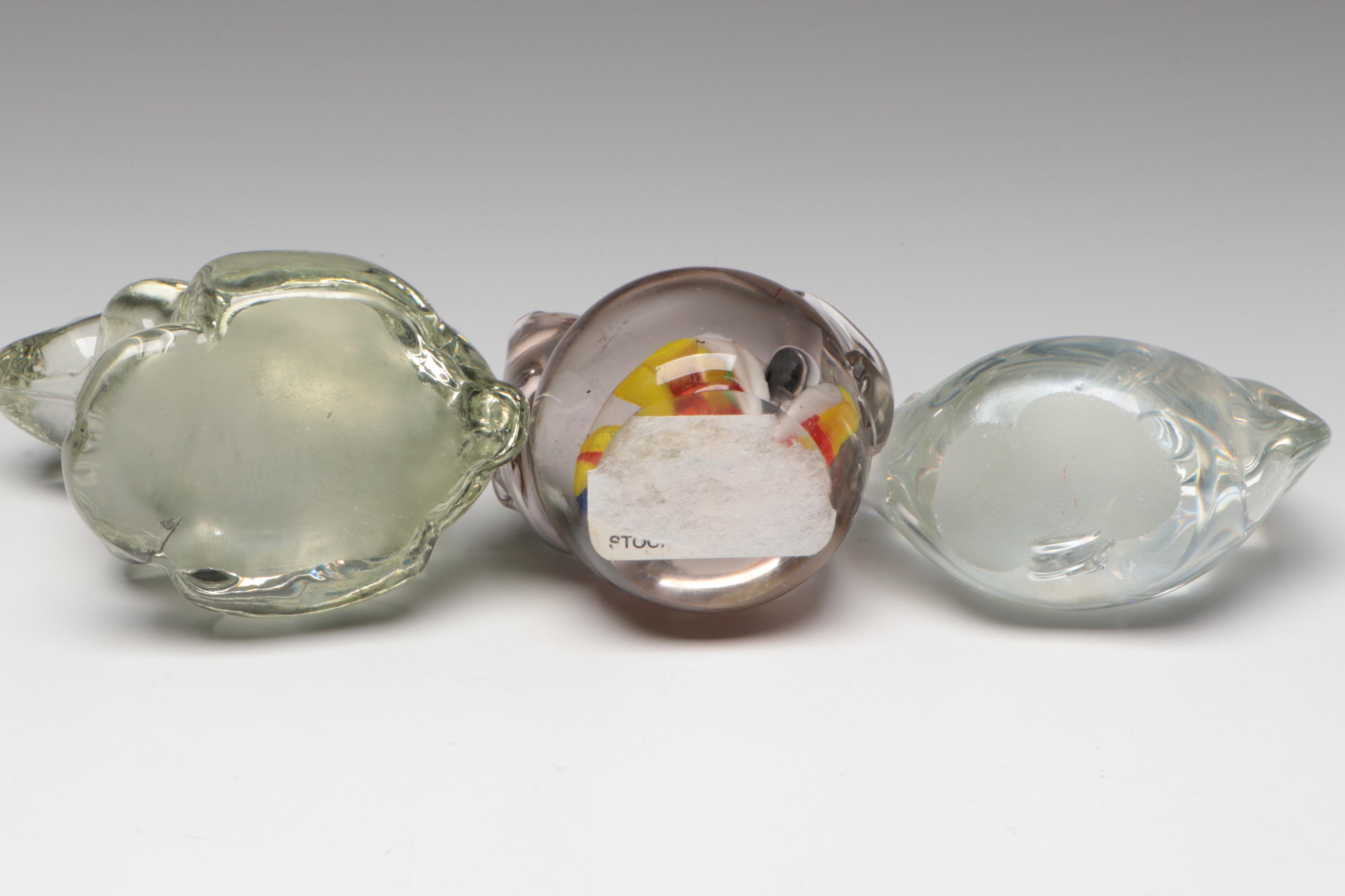 Blown Glass Angel Paperweight and More Glass Animal Paperweights