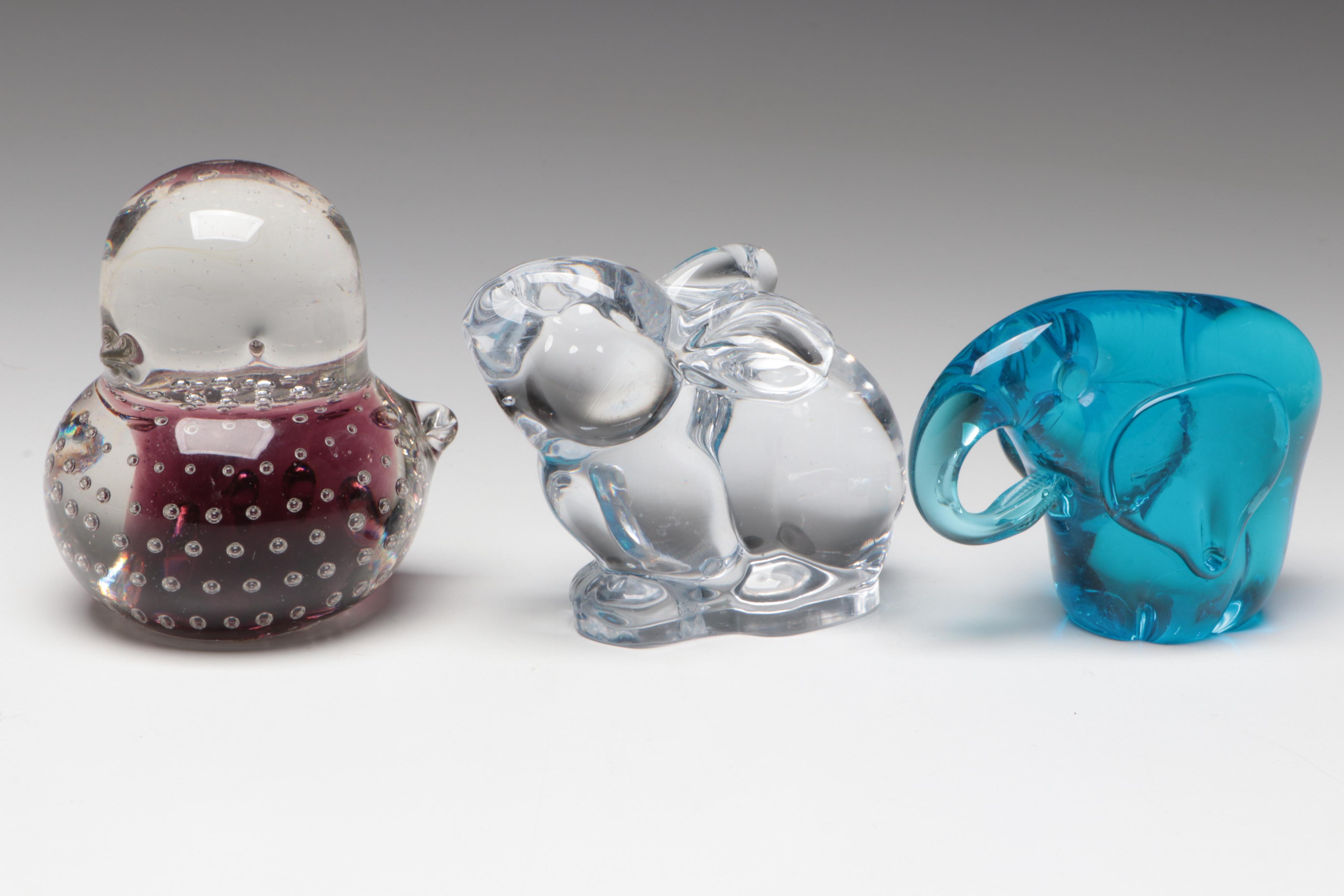 Blown Glass Angel Paperweight and More Glass Animal Paperweights