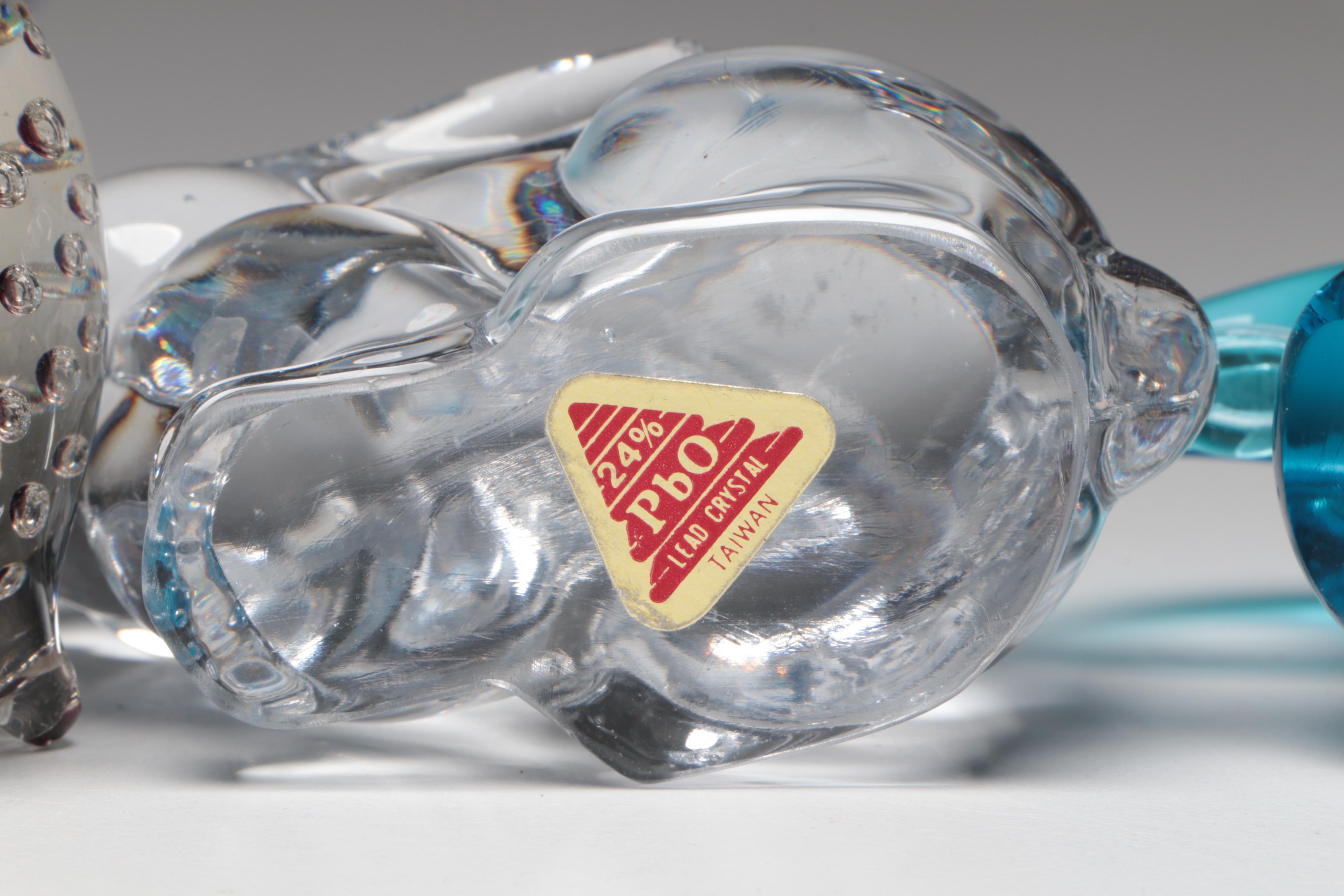 Blown Glass Angel Paperweight and More Glass Animal Paperweights