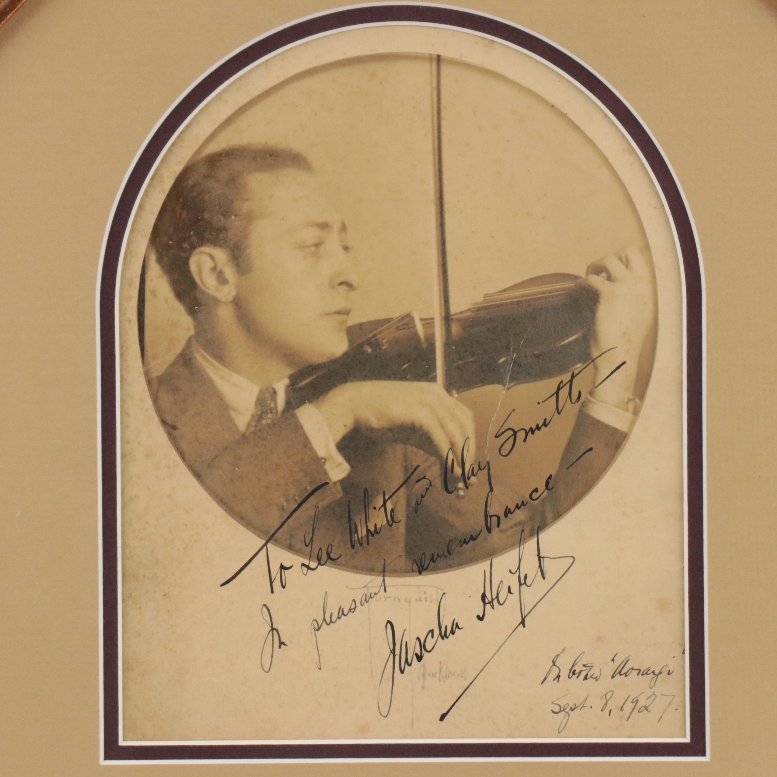 Jascha Heifetz Signed Print in Matted Frame, Early 20th Century