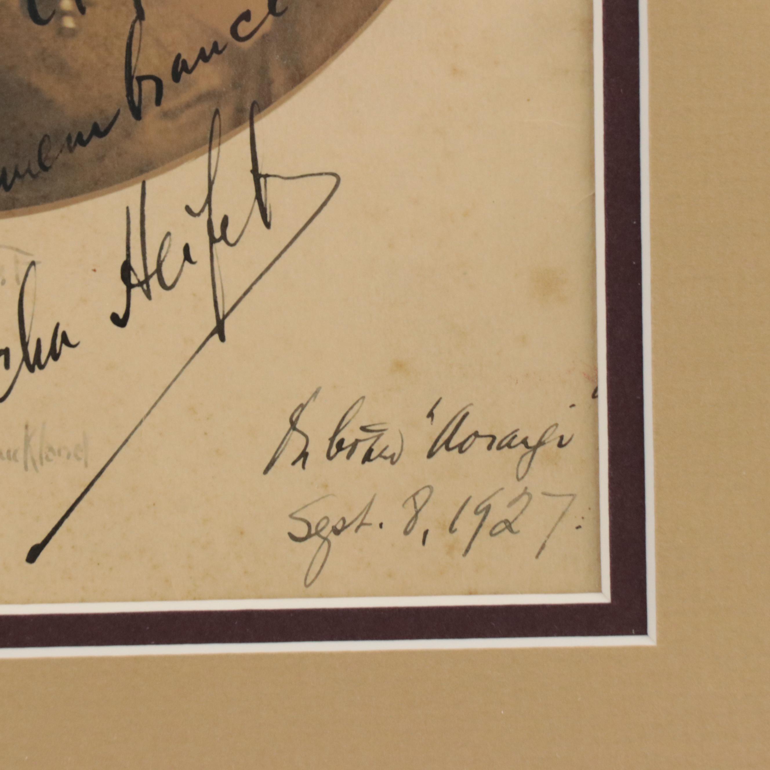 Jascha Heifetz Signed Print in Matted Frame, Early 20th Century