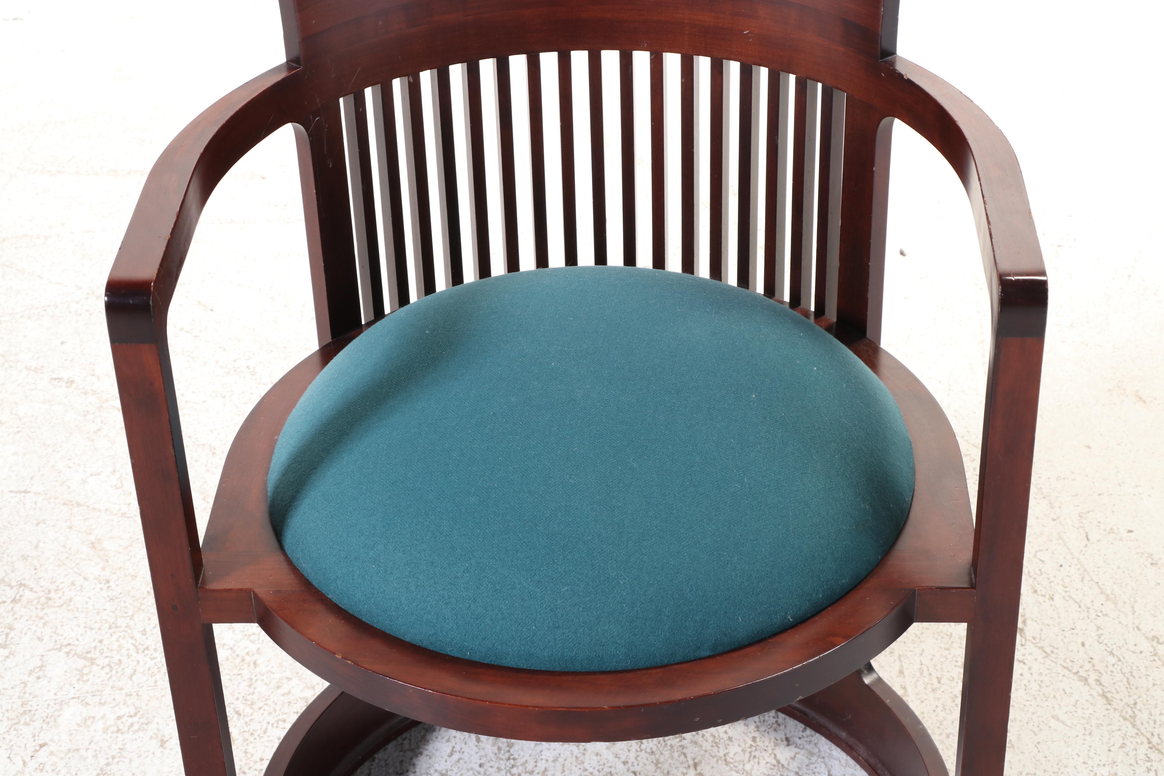 Frank Lloyd Wright for Cassina "Taliesin" Cherrywood Barrel Chair, Dated 1986