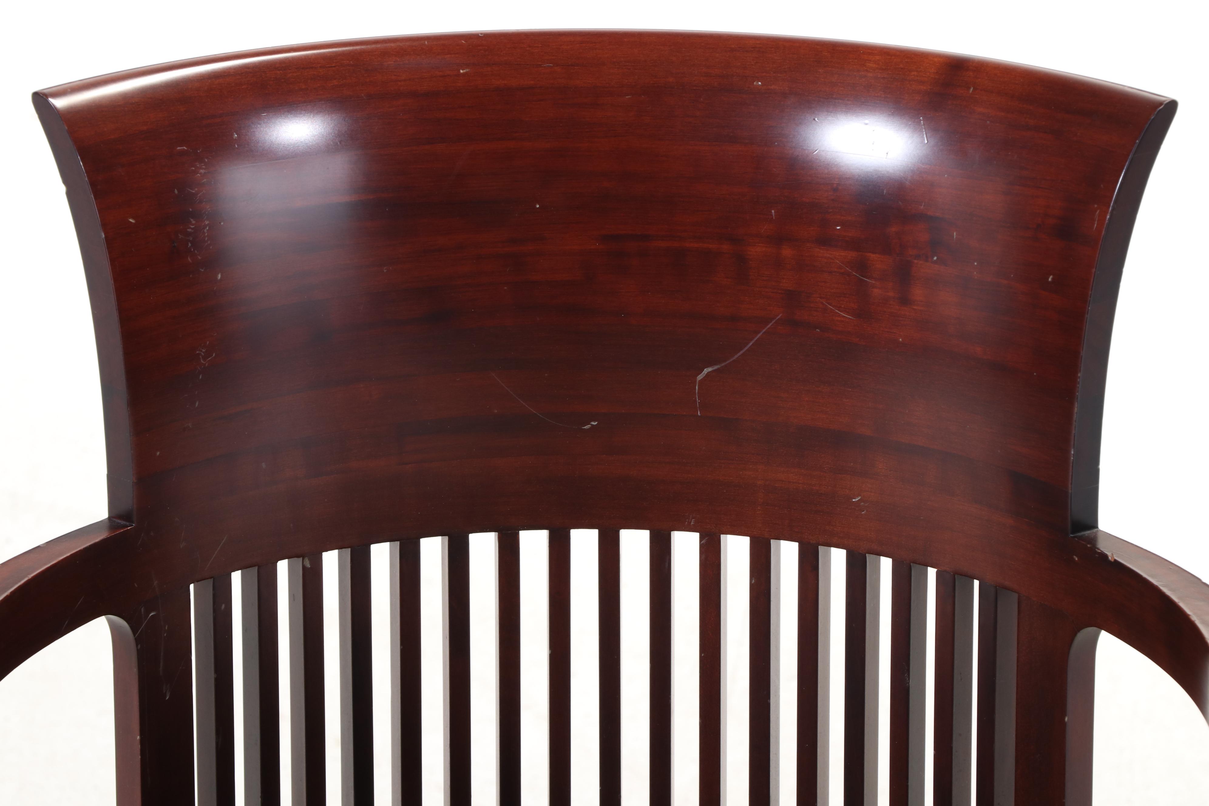 Frank Lloyd Wright for Cassina "Taliesin" Cherrywood Barrel Chair, Dated 1986