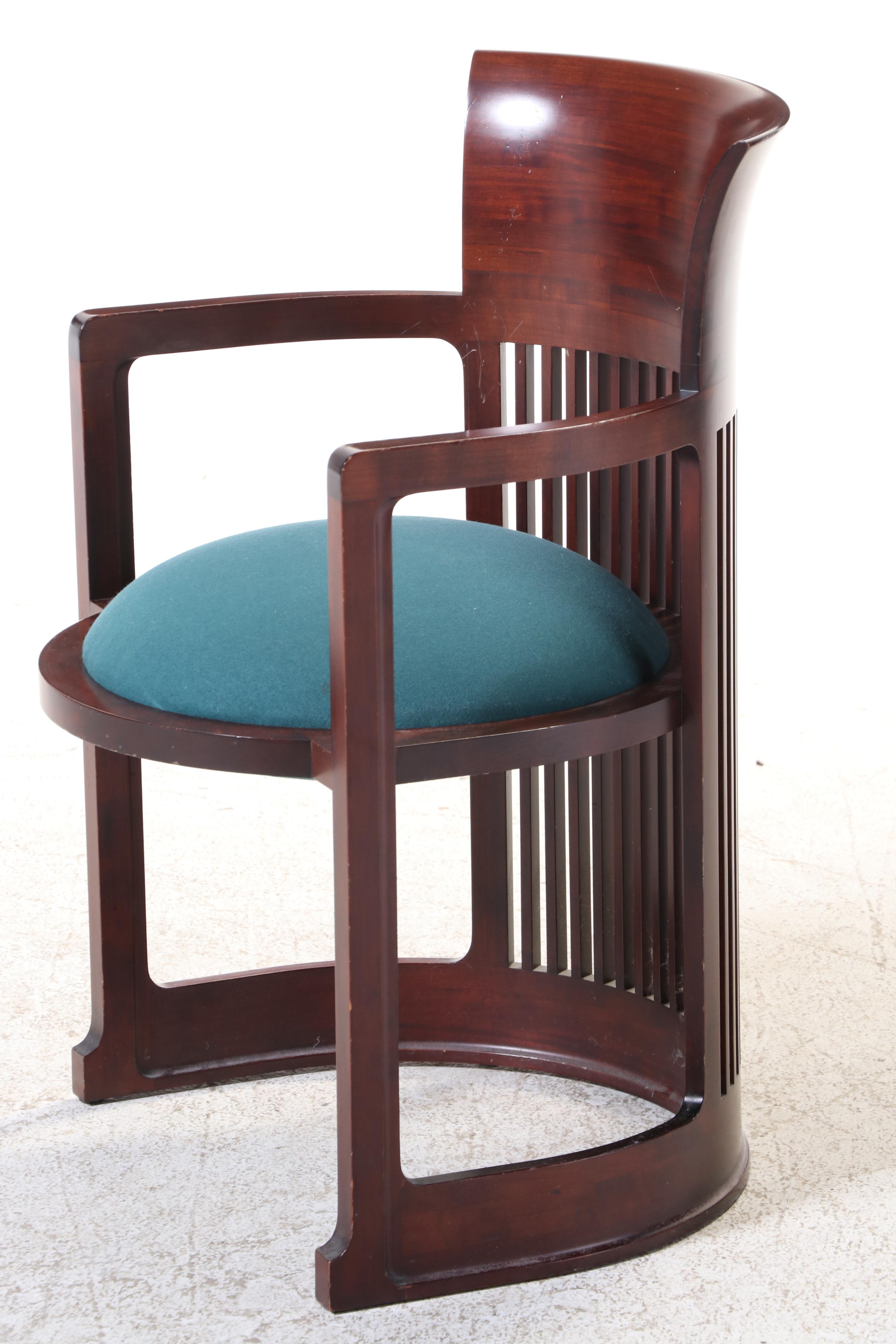 Frank Lloyd Wright for Cassina "Taliesin" Cherrywood Barrel Chair, Dated 1986