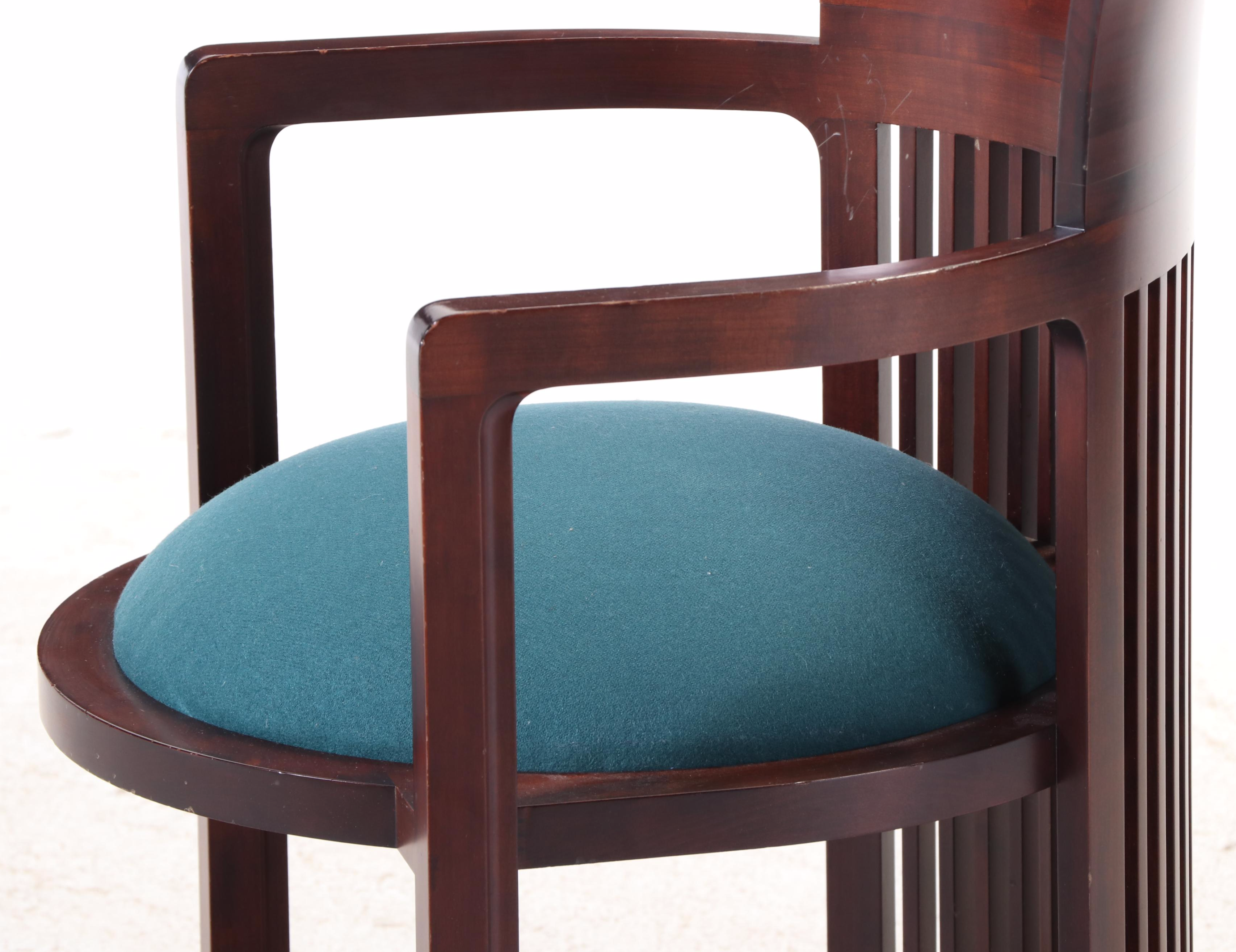 Frank Lloyd Wright for Cassina "Taliesin" Cherrywood Barrel Chair, Dated 1986