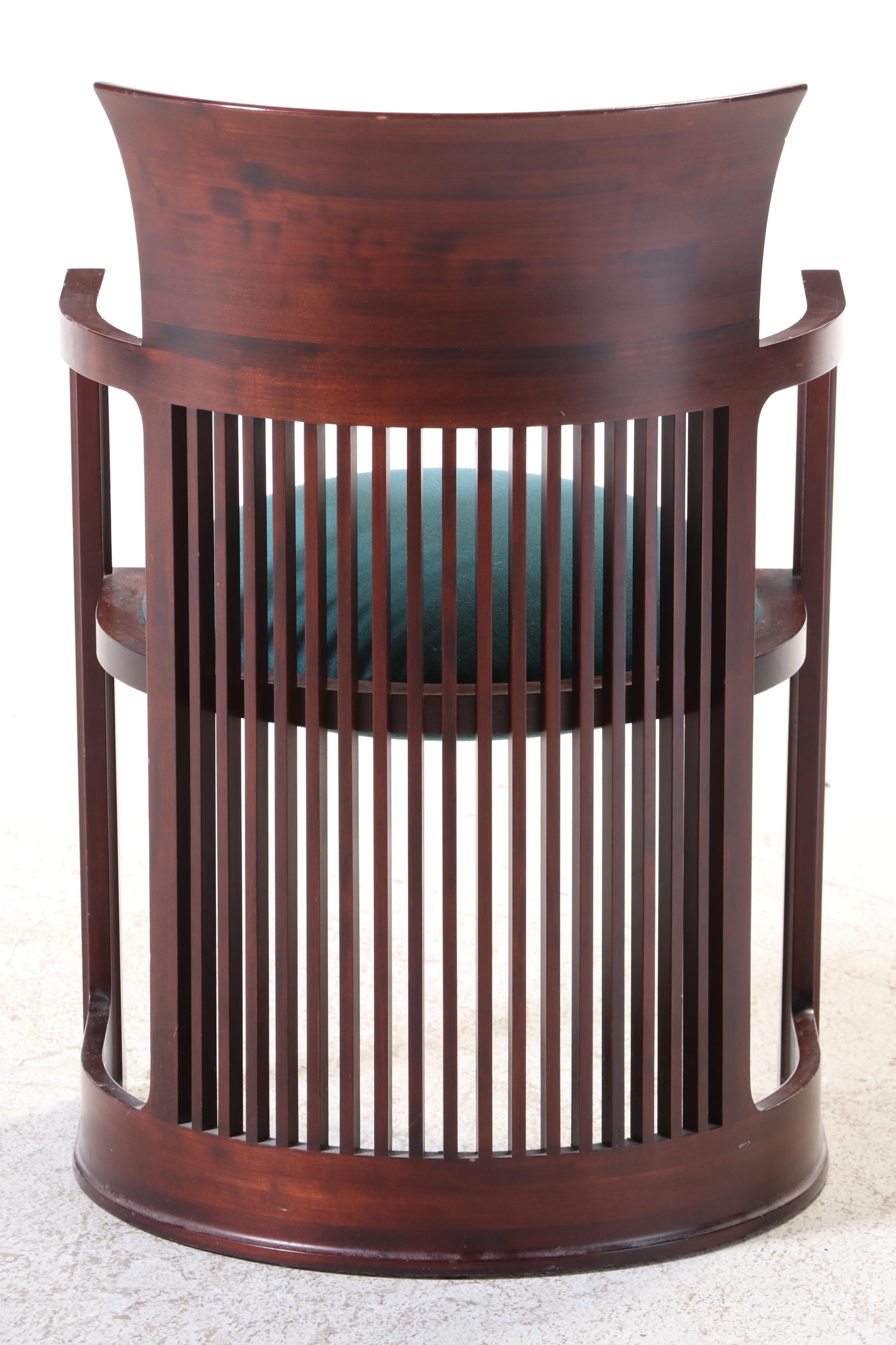 Frank Lloyd Wright for Cassina "Taliesin" Cherrywood Barrel Chair, Dated 1986