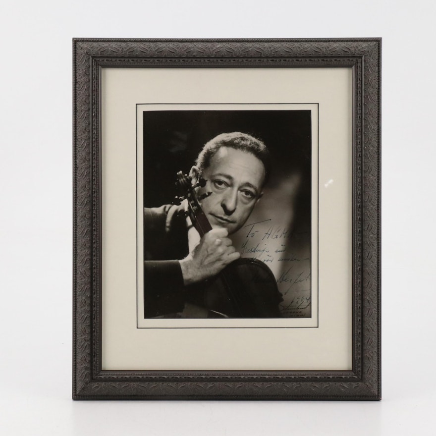 Jascha Heifetz Signed Print in Matted Frame, Mid 20th Century