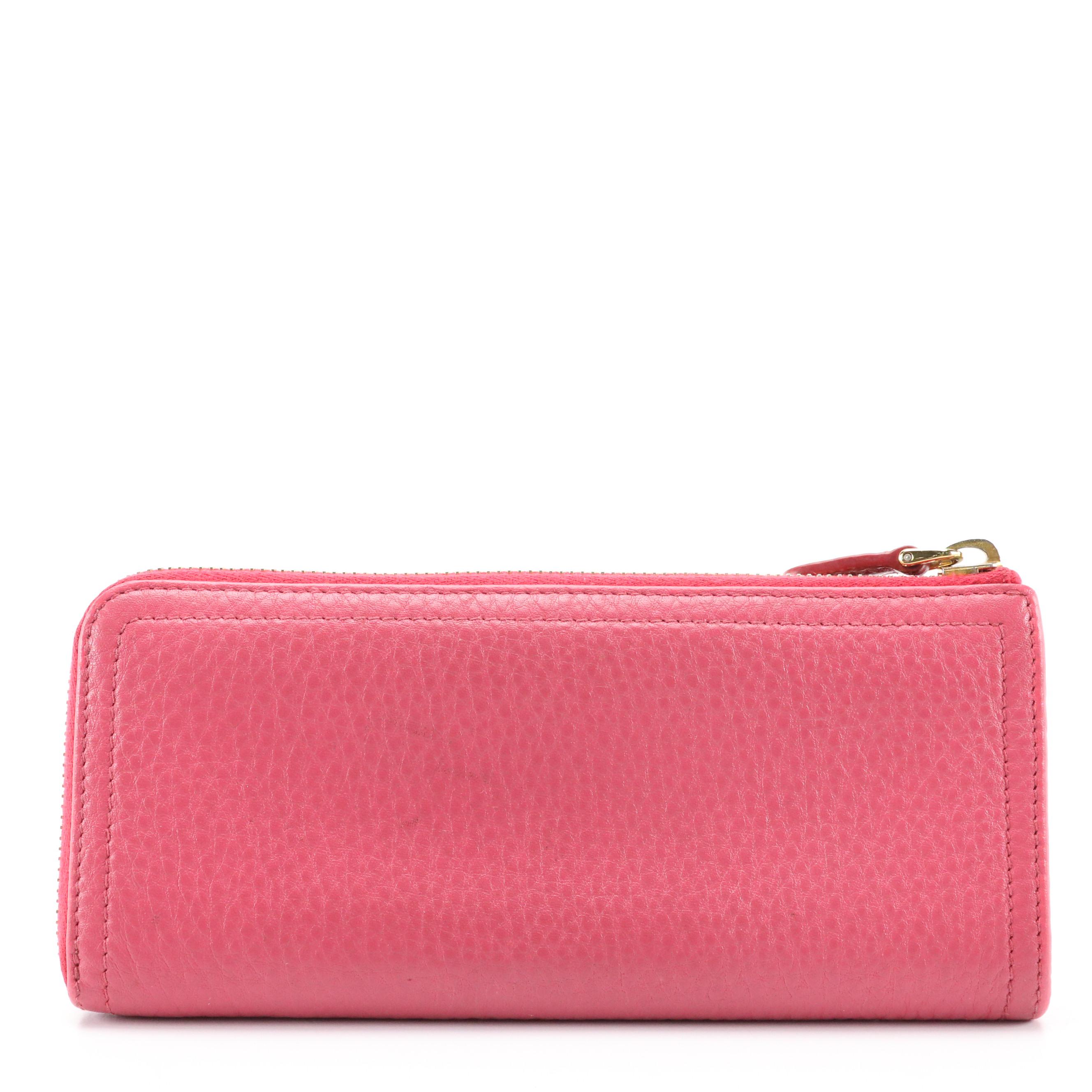 Prada Zip-Around Long Wallet in Pink Vitello Leather