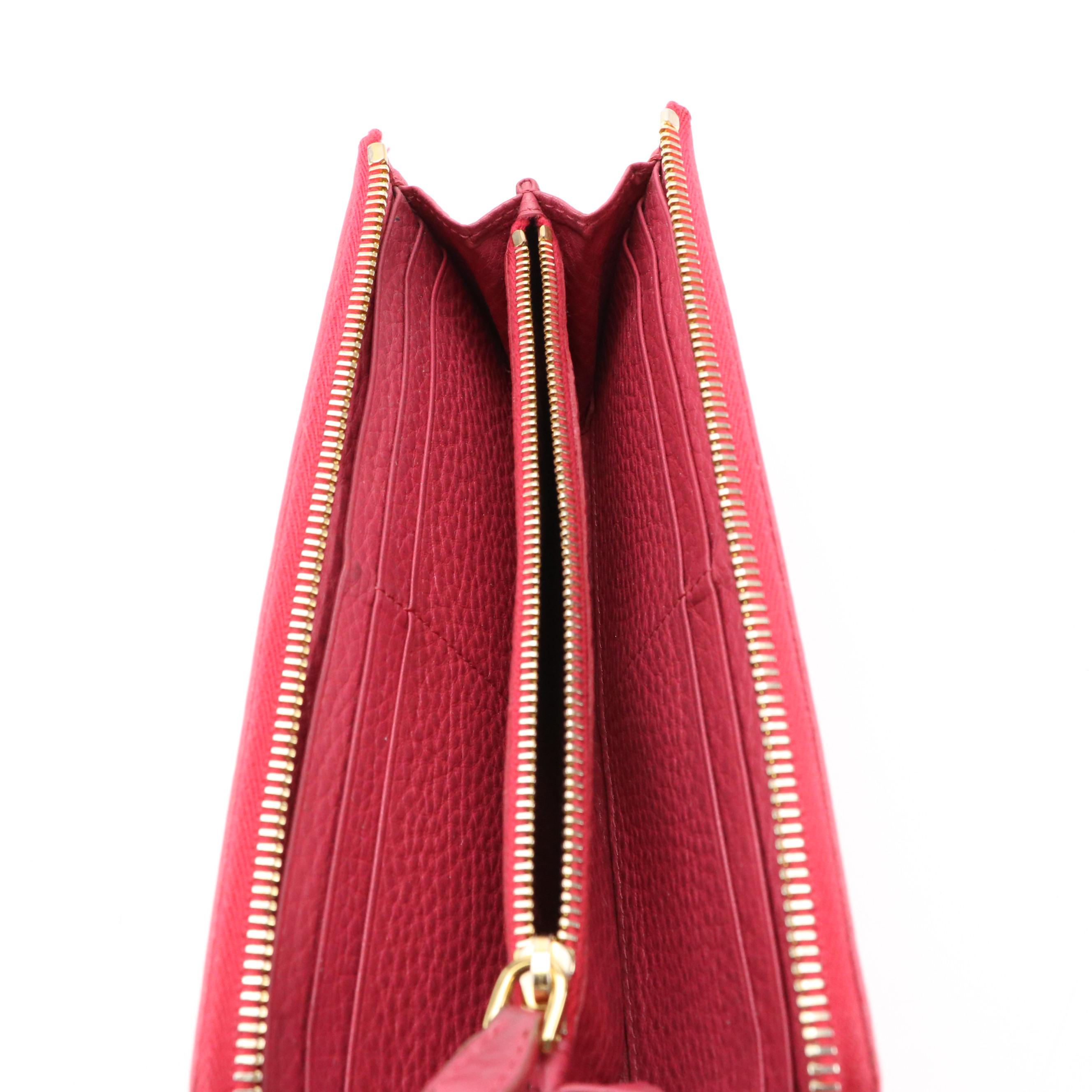 Prada Zip-Around Long Wallet in Pink Vitello Leather