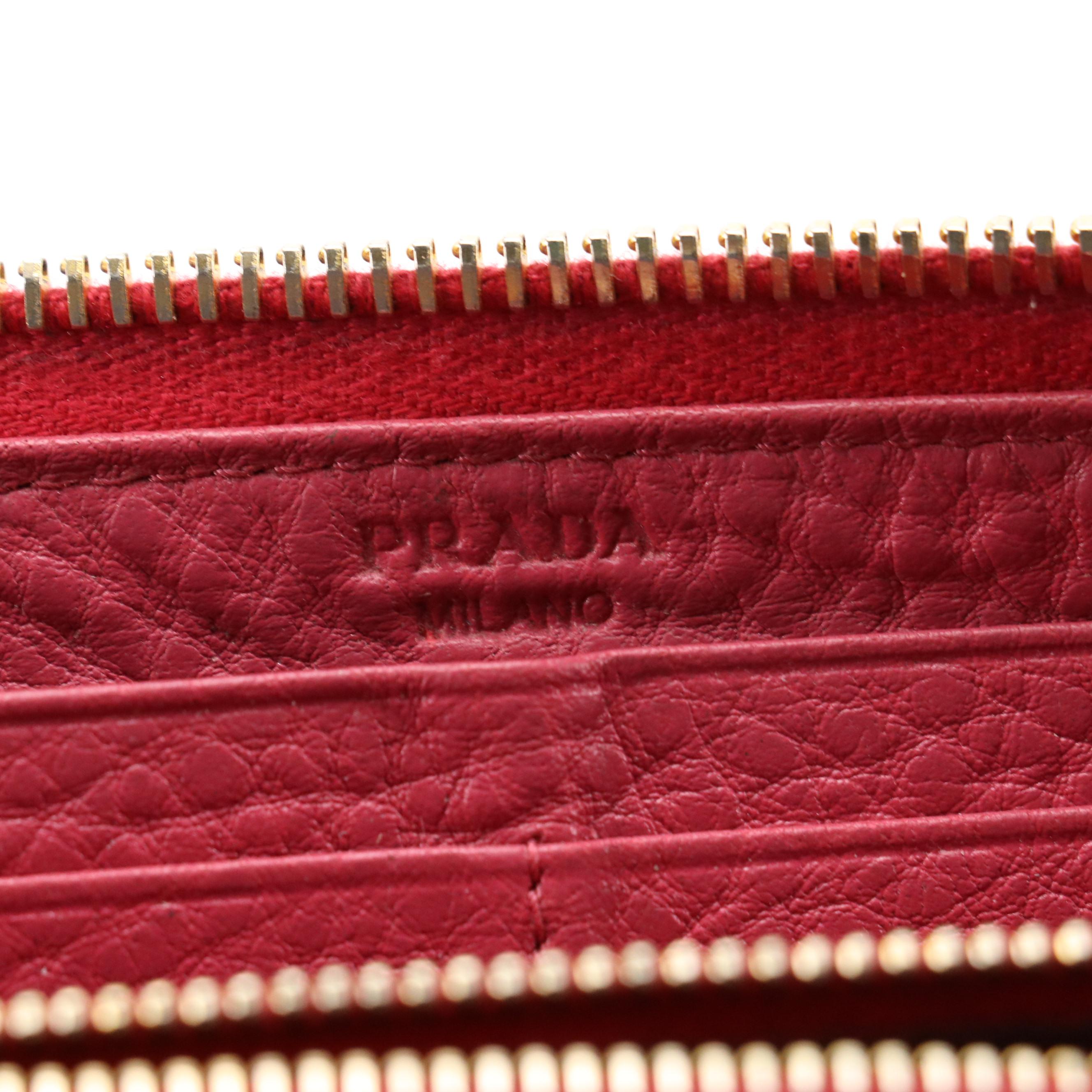 Prada Zip-Around Long Wallet in Pink Vitello Leather
