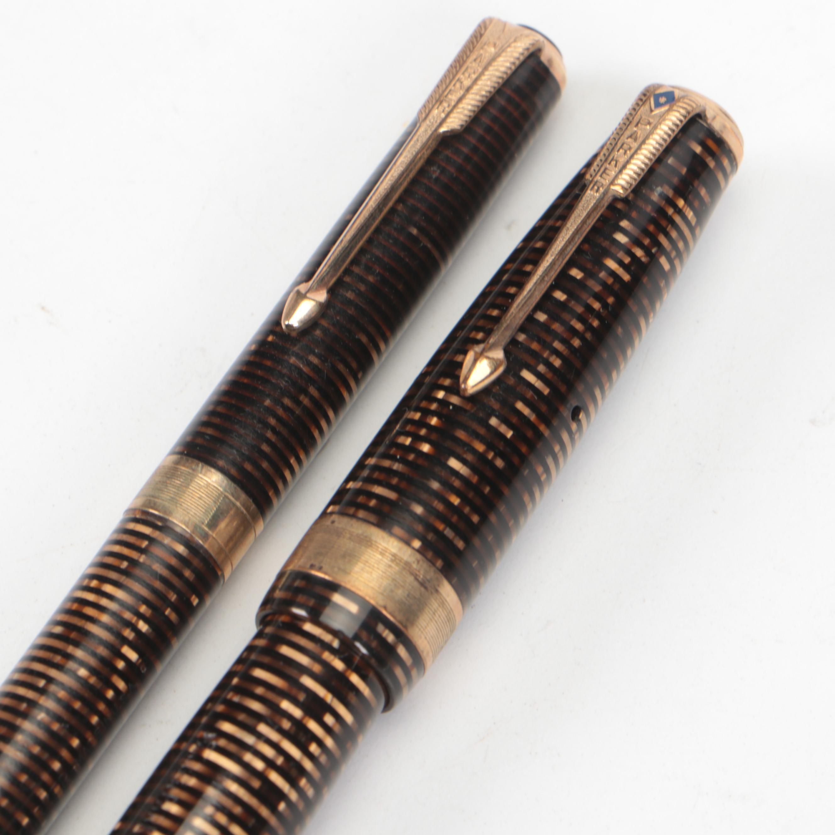 Parker Vacumatic Blue Diamond "Debutante Golden Pearl" Fountain Pen and Pencil