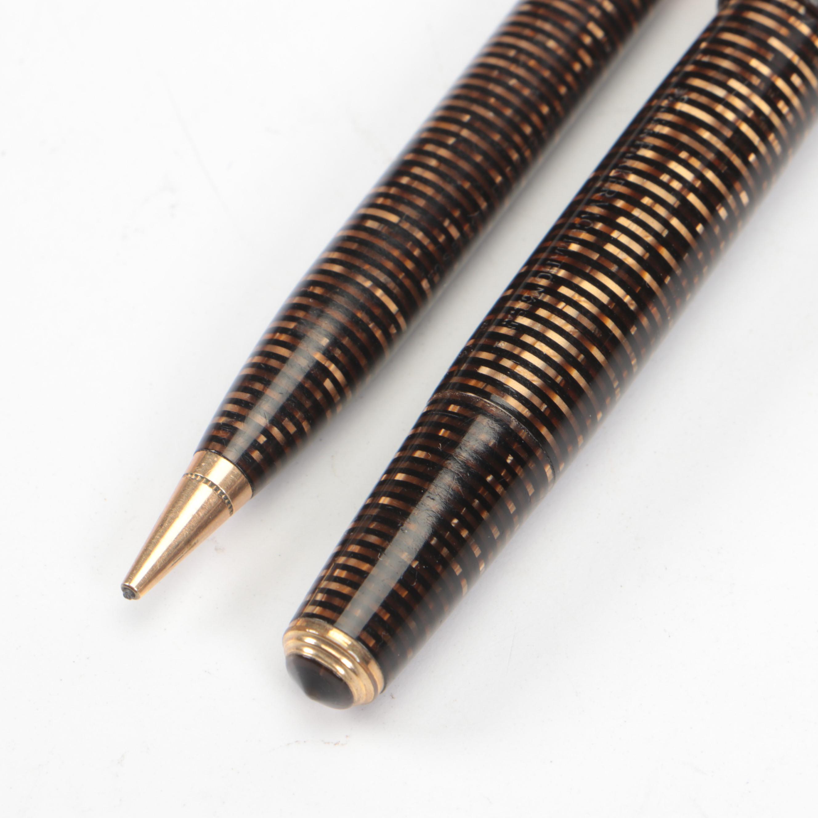 Parker Vacumatic Blue Diamond "Debutante Golden Pearl" Fountain Pen and Pencil